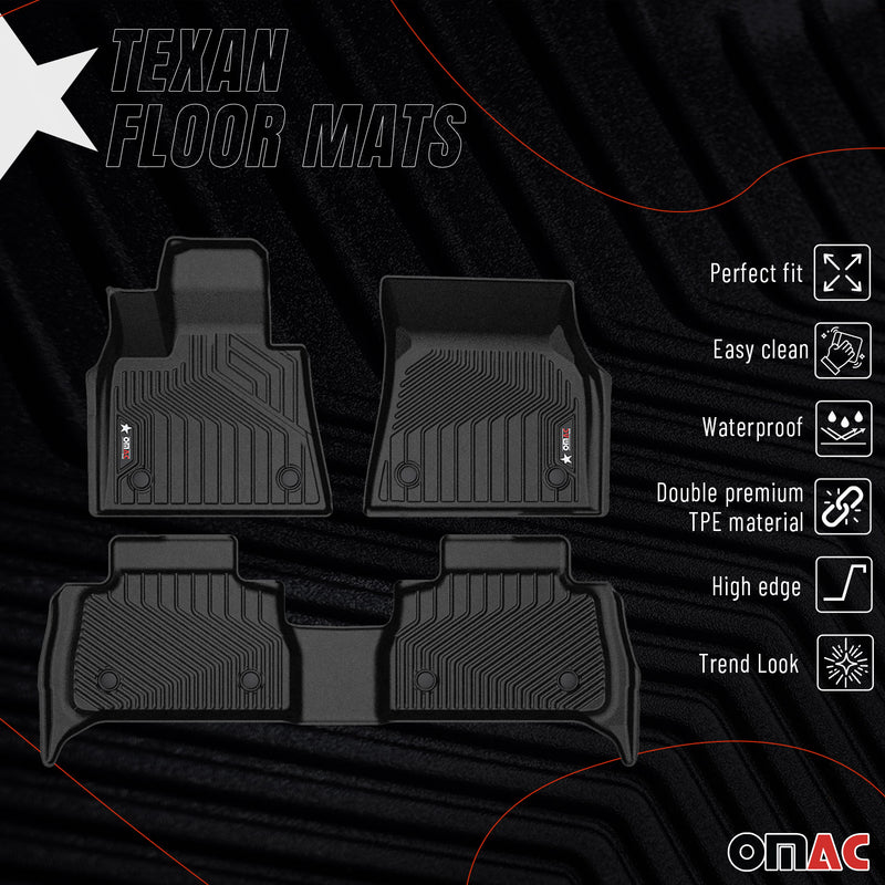 2020-2025 BMW X6 G06 Premium Floor Mats Liners First and Second Row Set Black