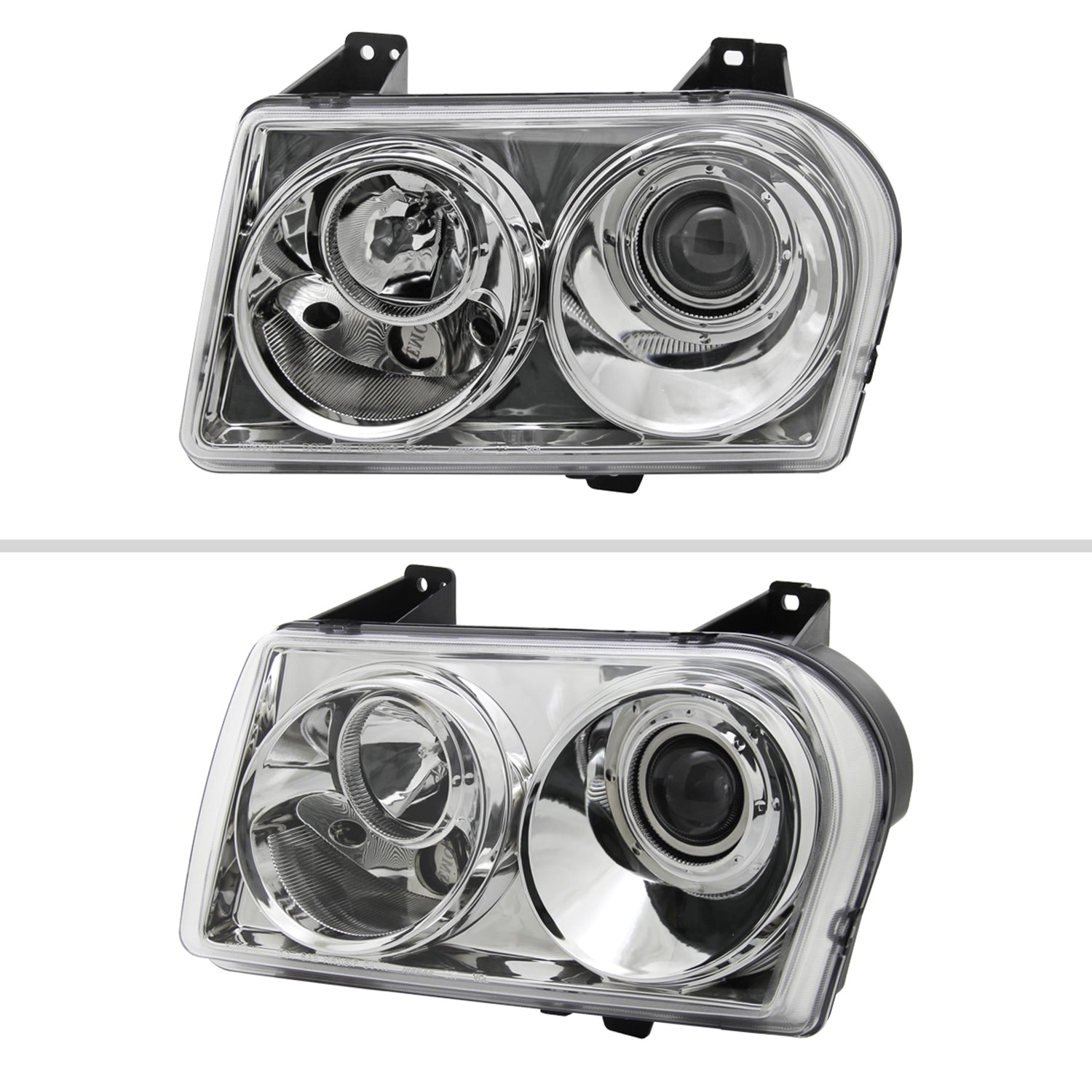 2005-2010 Chrysler 300 Base/LX/Touring Projector Headlights Chrome/Clear Lens