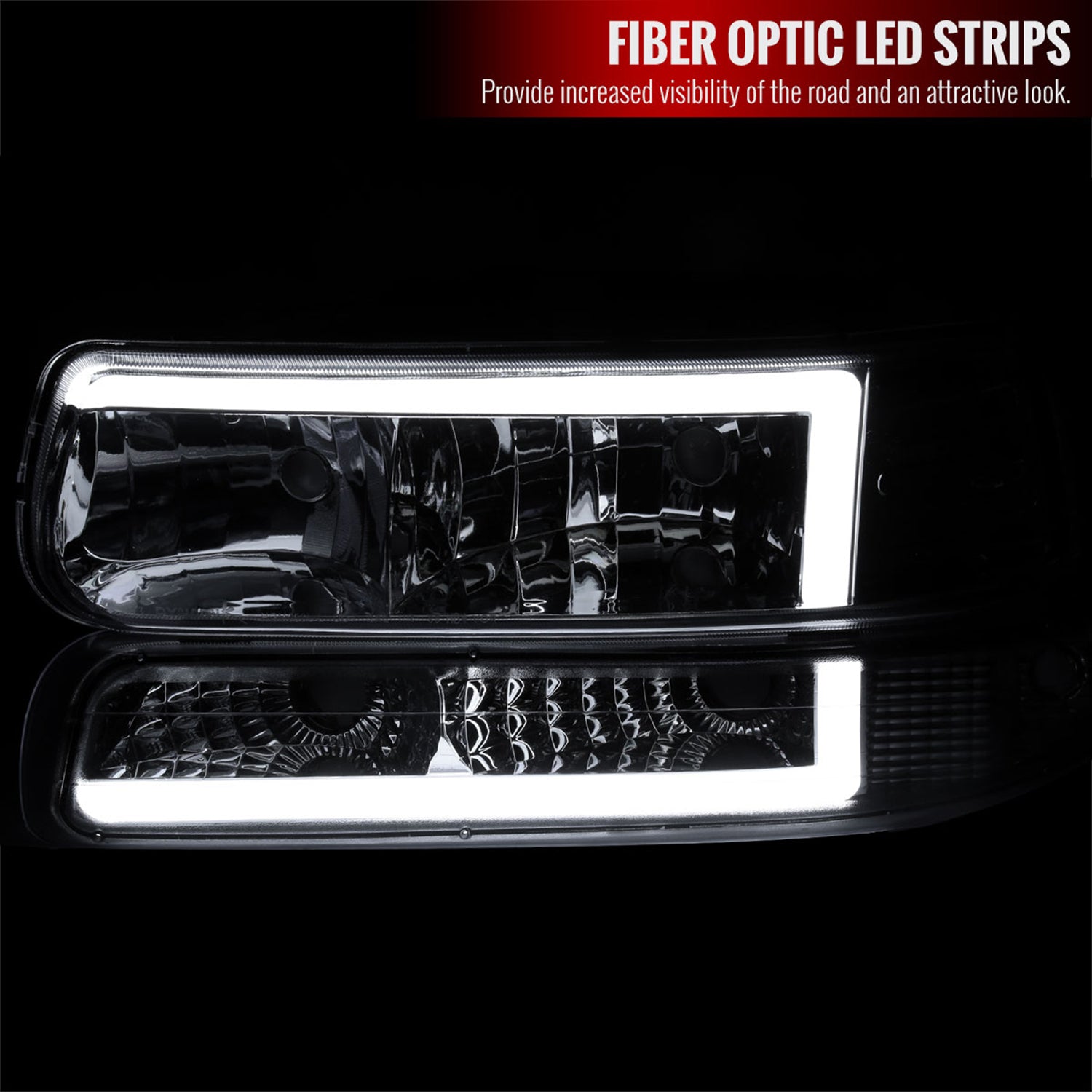 1999-2002 Chevy Silverado 1500 2500 /Tahoe Suburban LED Headlights Chrome