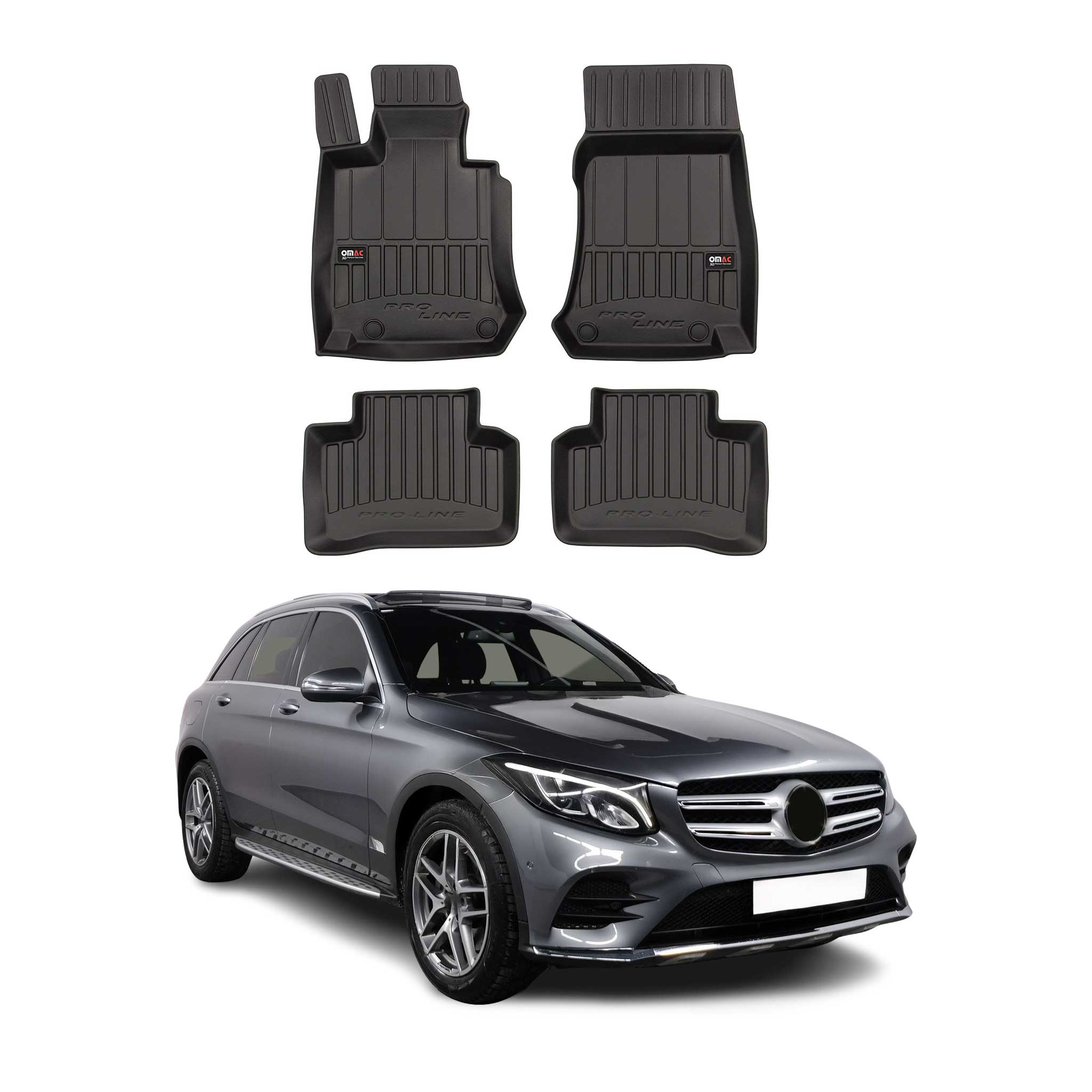 2016-2022 Mercedes GLC Class X253 C253 Premium Floor Mats Liners Full Set All Weather Heavy Duty Black