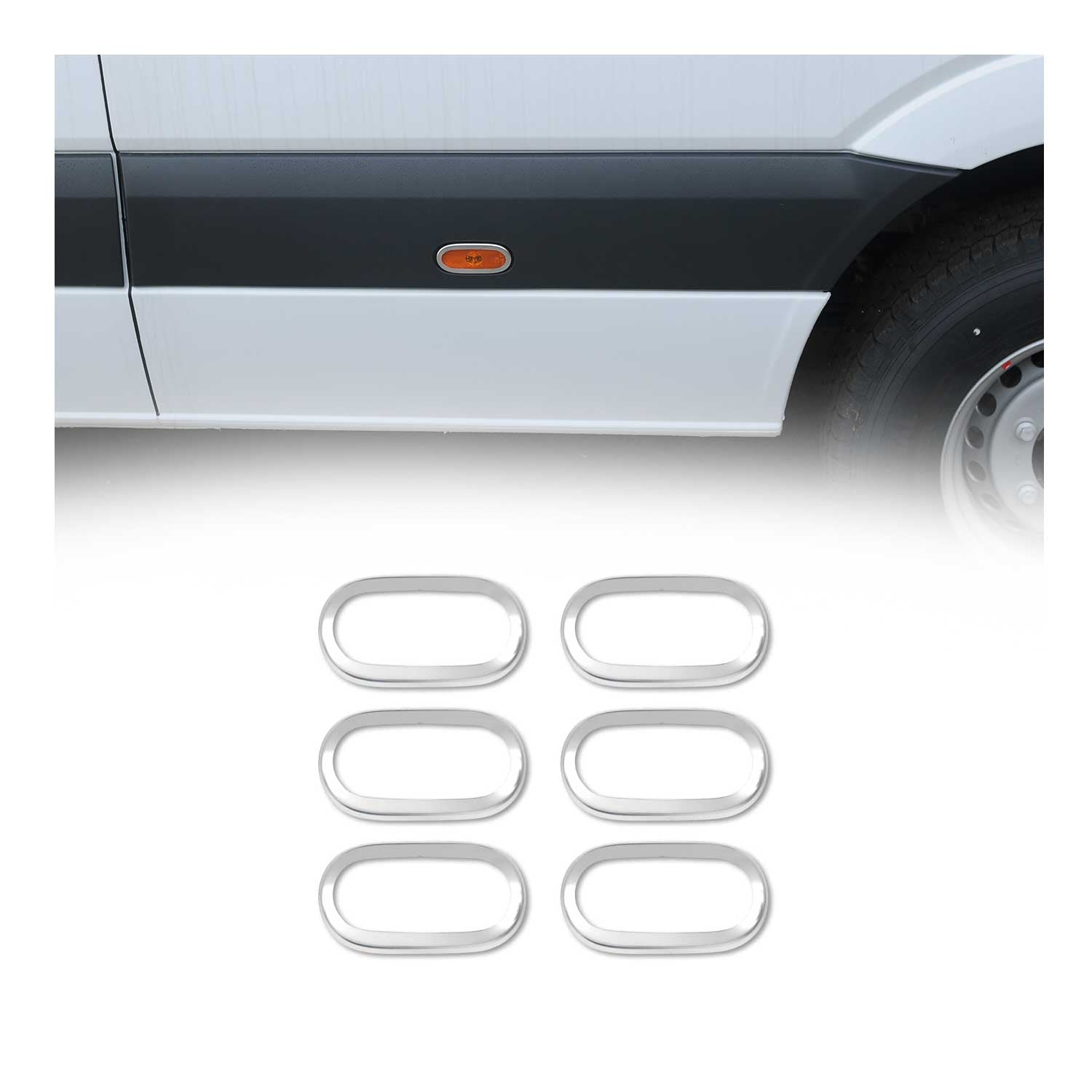 Side Reflector Light Frame for Mercedes Sprinter W906 2006-18 S.Steel Chrome 6x