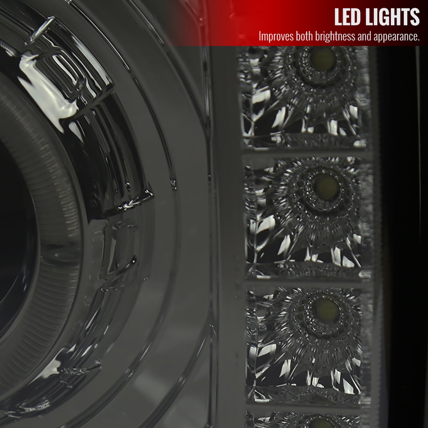 1997-2001 Jeep Cherokee Halo Projector Headlights SMD LED Light Chrome/Smoke