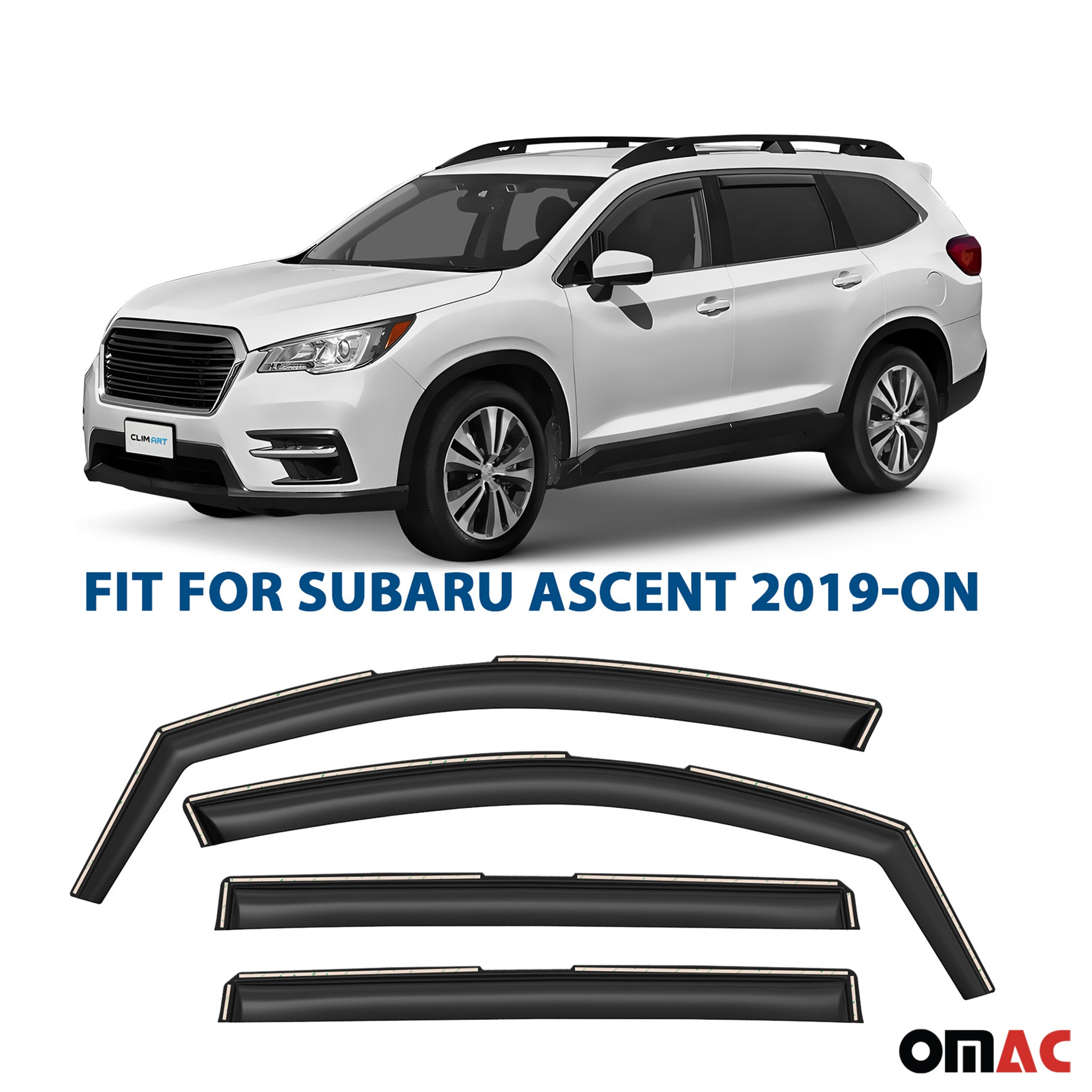 Clim Art Wind Deflectors for Subaru Ascent 2019-2025 Shatterproof Dark Smoke 4x