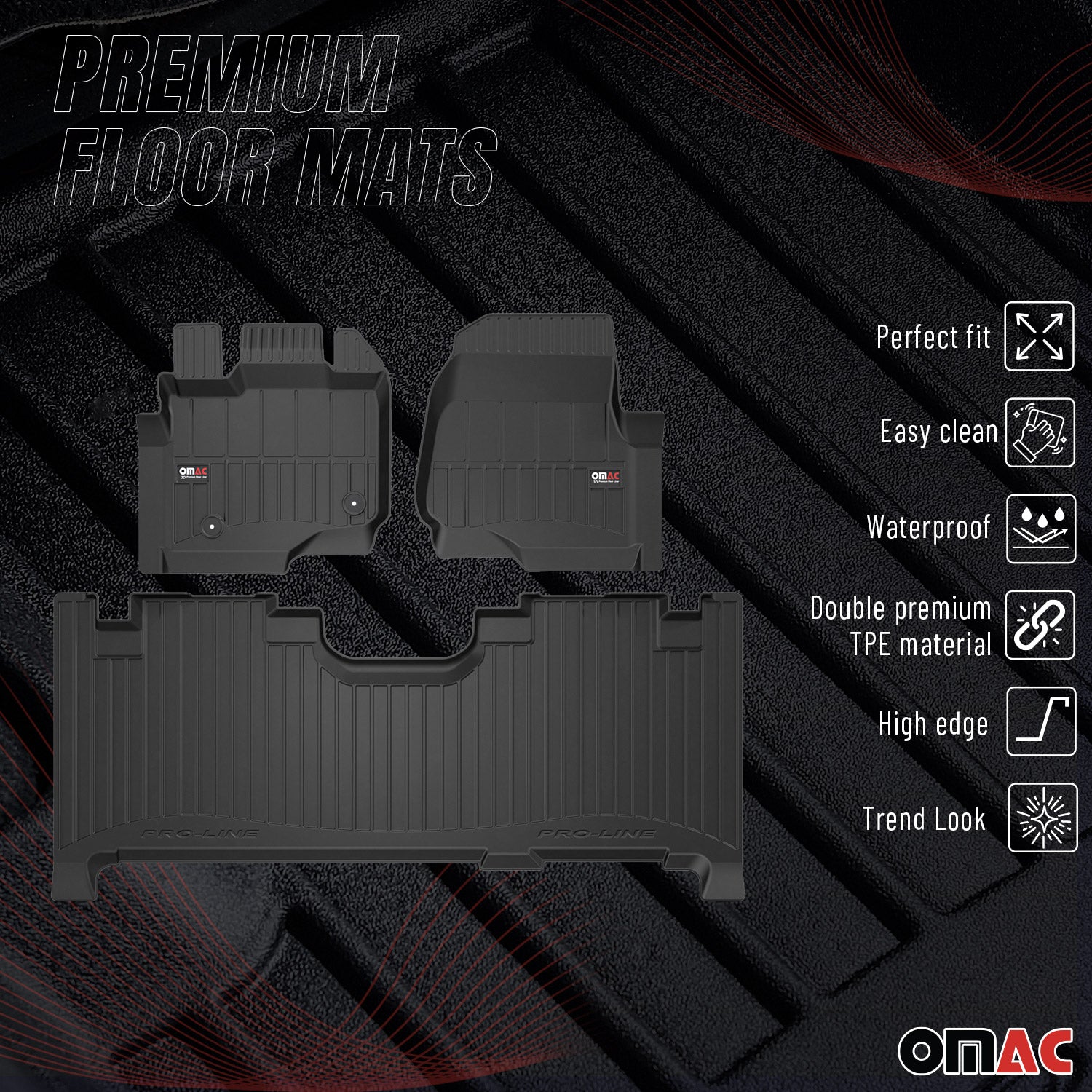 2021-2026 Ford F150 SuperCab Premium Floor Mats Liners Full Set All Weather Heavy Duty