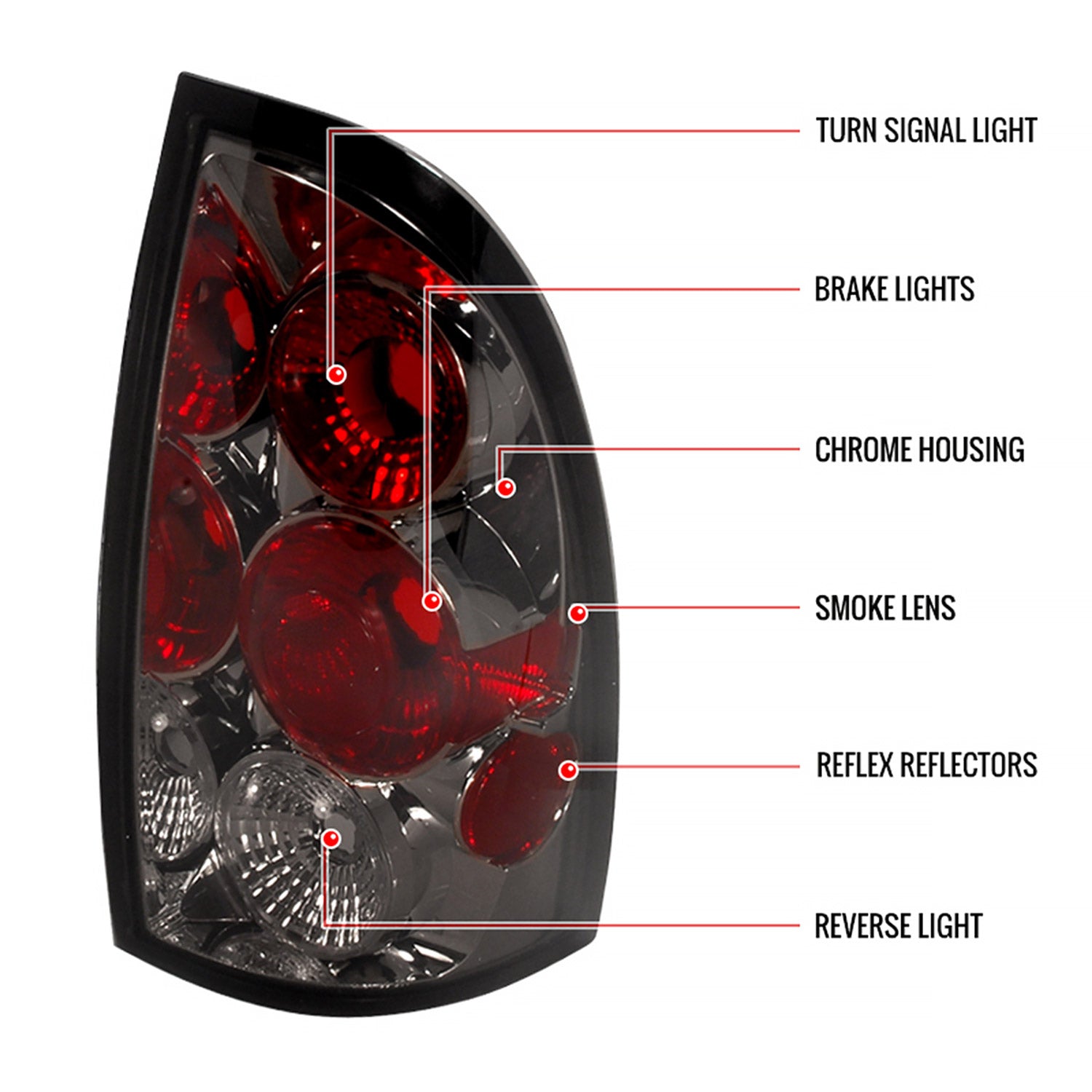 2005-2008 Toyota Tacoma Tail Lights Chrome Housing/Smoke Lens