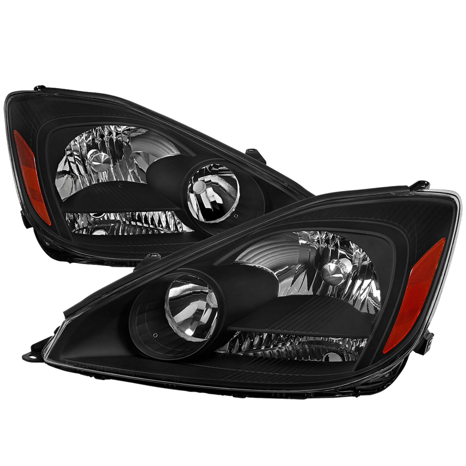 2004-2005 Toyota Sienna Factory Headlights w/Amber Reflector Matt Black/Clear