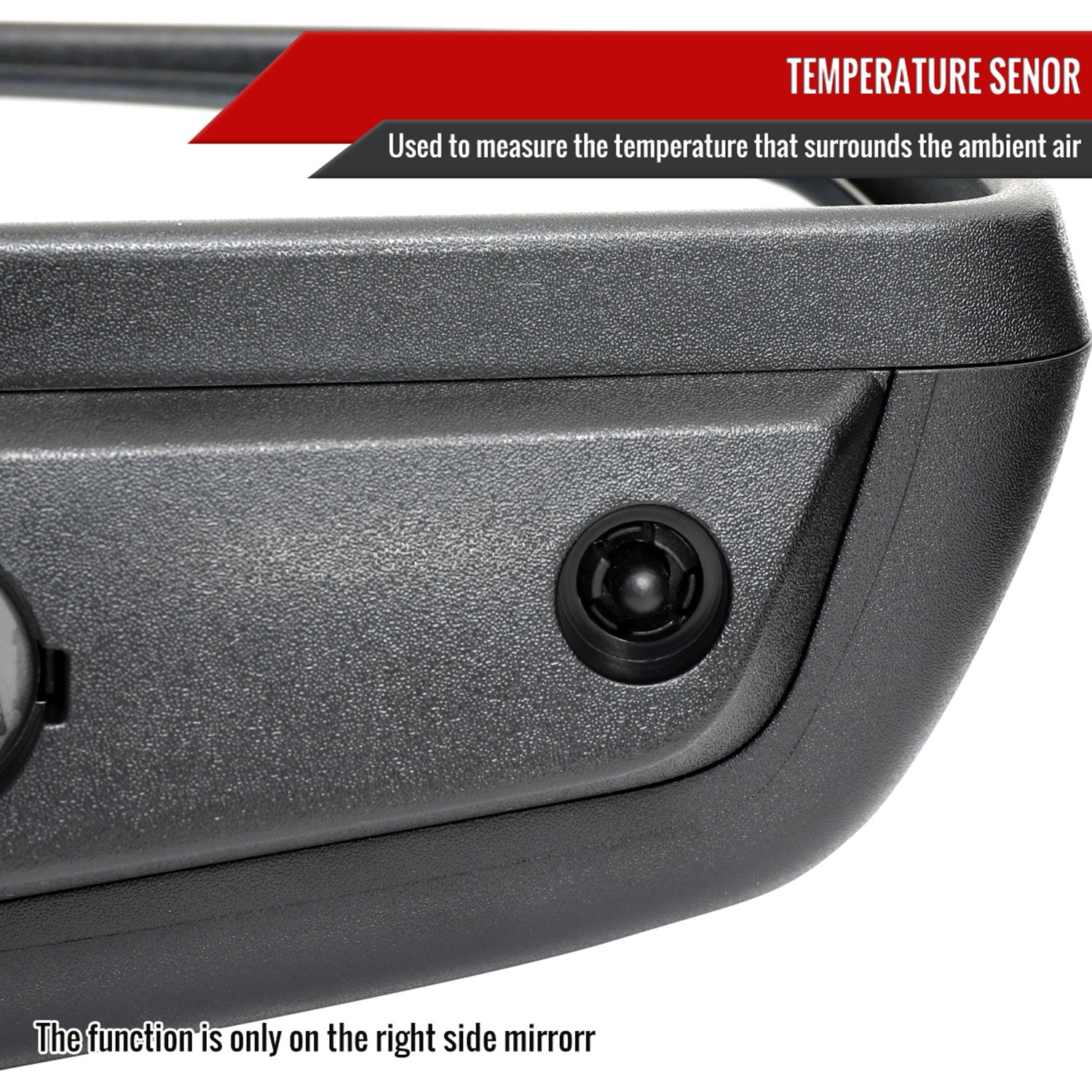 2019-2024 GMC Sierra 1500 Black Auto-Fold Side Mirror & Auxiliary Passenger