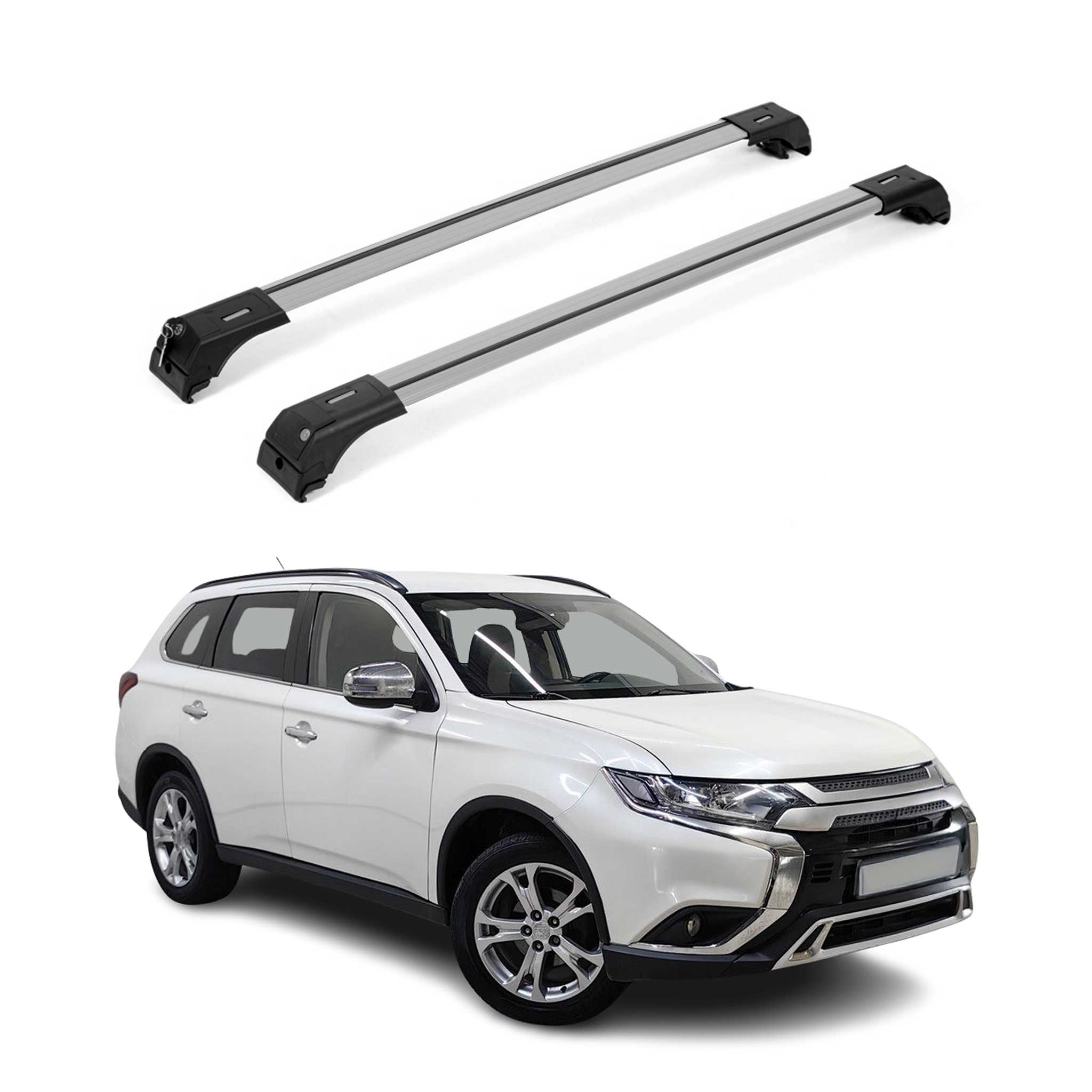 2011-2025 Mitsubishi Outlander Sport Roof Rack Cross Bras Silver 2 pieces