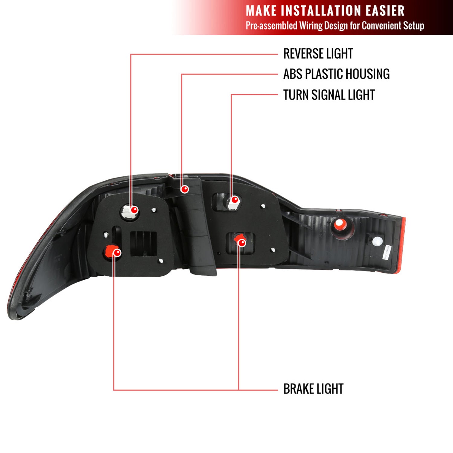 1998-2000 Honda Accord Sedan Red/Clear Tail Lights