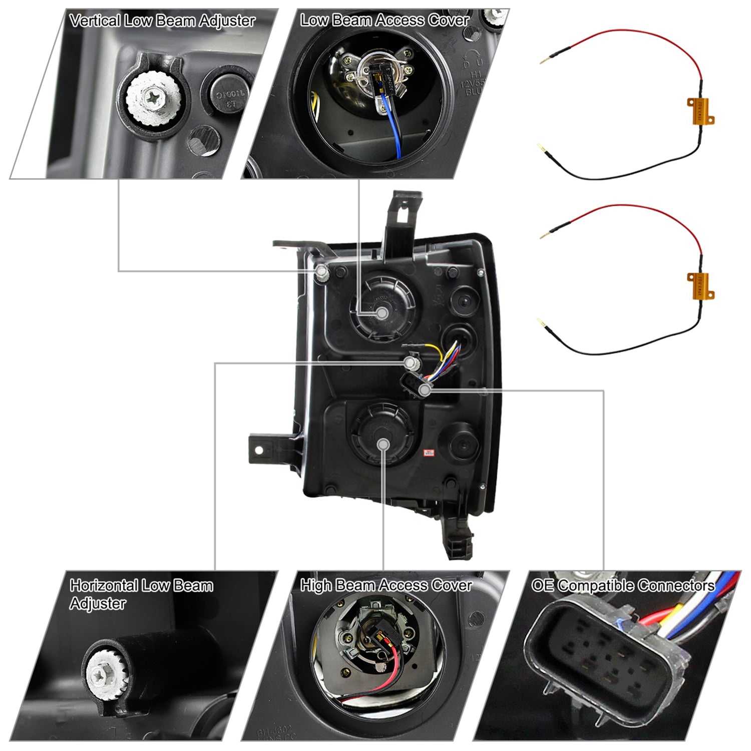 2014-2015 Chevy Silverado 1500 LED U-Bar Headlights LED Signal Lights Smoke