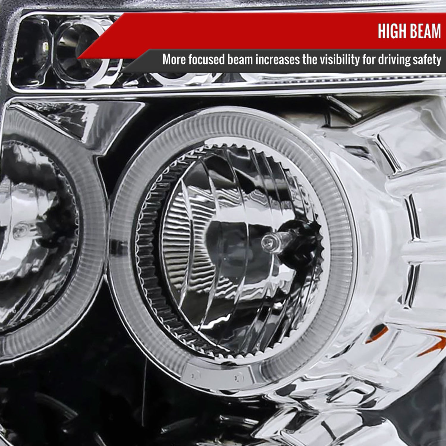 2007-2013 Chevy Silverado 1500/ 2500HD 3500HD Dual Halo Headlights Chrome