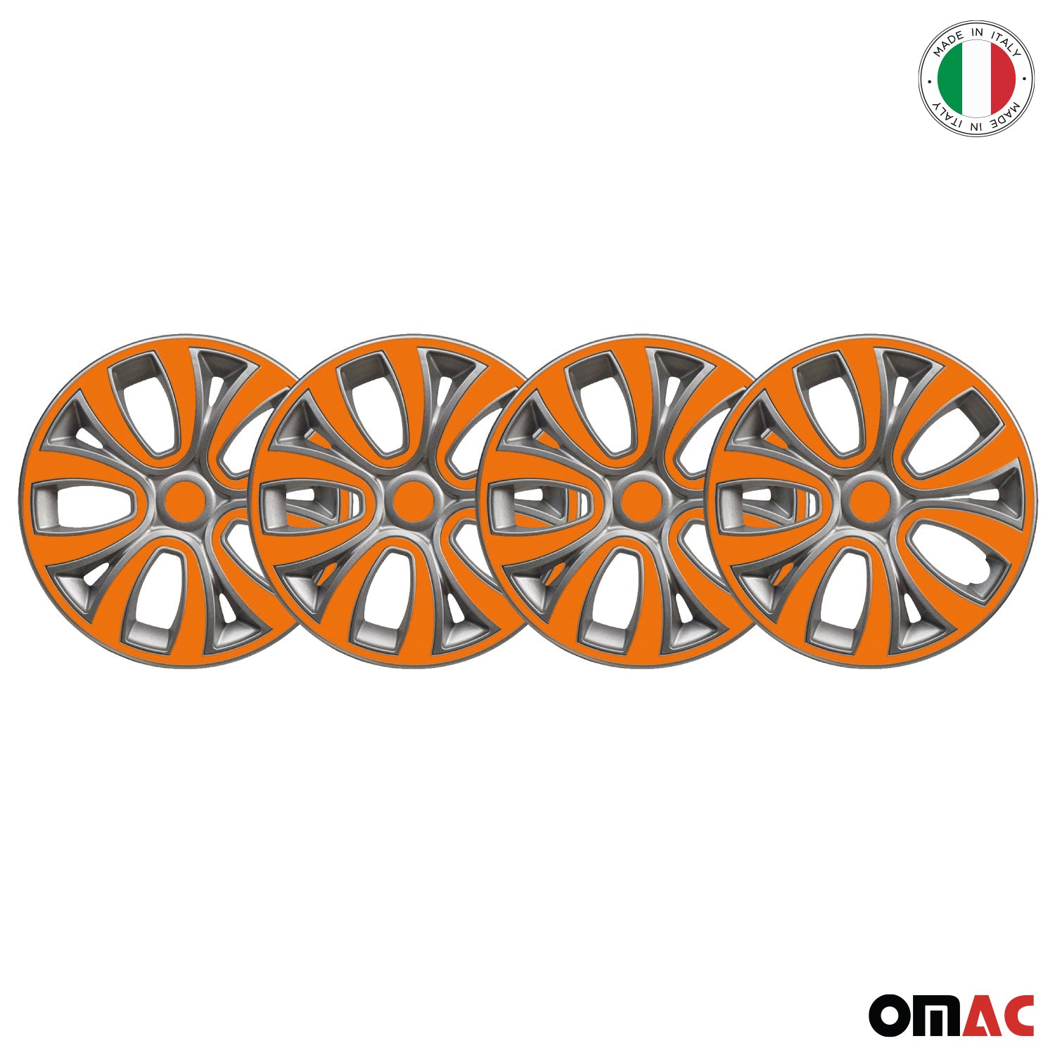 ColorFlex Hub Caps Wheel Cover 15" Gray & Orange Full Set 4 pcs.