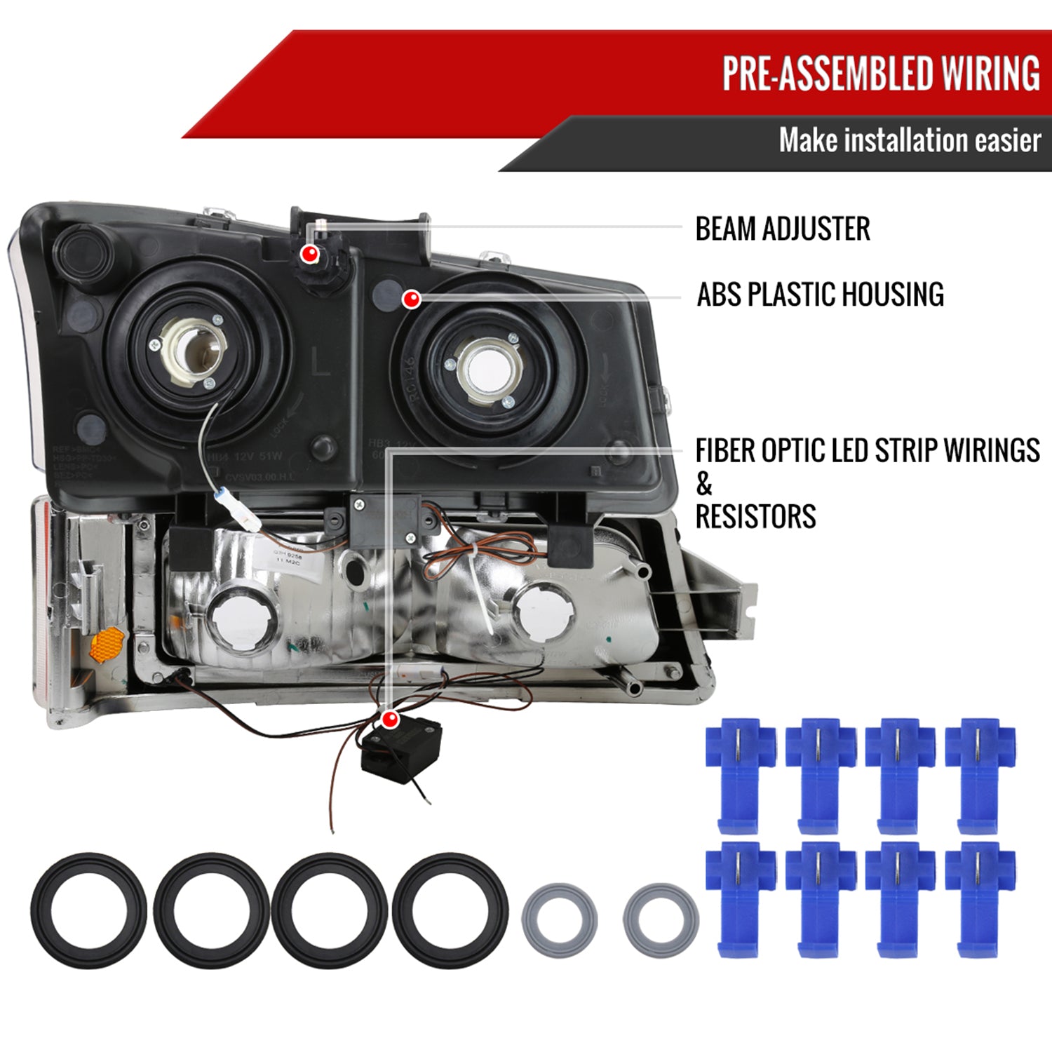 2003-2007 Chevy Silverado /2002-2006 Avalanche LED Bar Factory Headlights Chrome