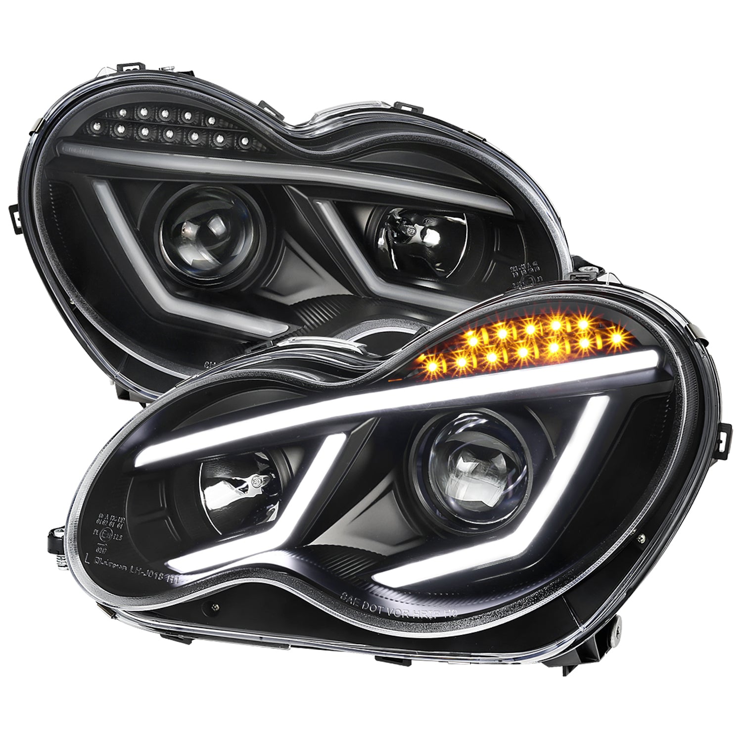 2001-2007 Mercedes W203 C Class Sedan Headlights LED Light&LED Signal Black
