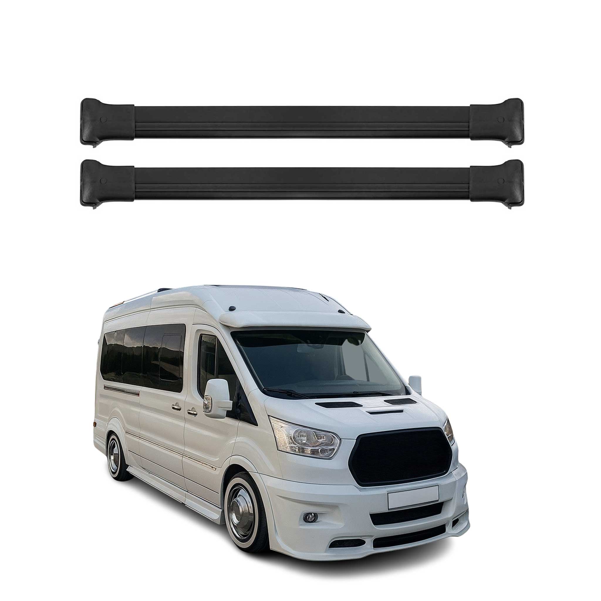 2015-2025 Ford Transit E-Transit Roof Rack Cross Bars Black