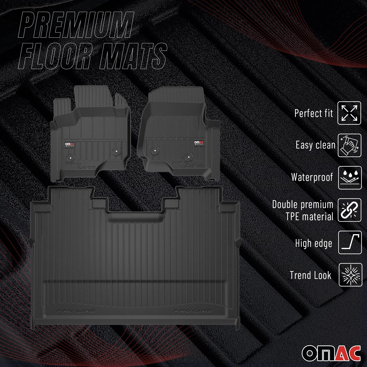 2017-2025 Ford F-250 F-350 F-450 F-550 Super Duty Crew Cab Premium Floor Mats Liners Full Set All Weather Heavy Duty