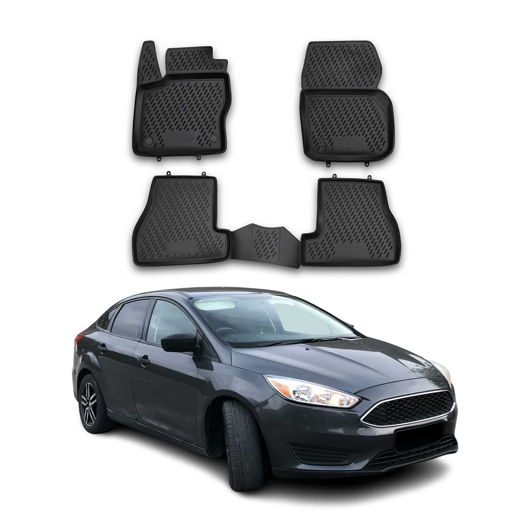 2012-2018 Ford Focus Floor Mats Liners Full Set All Weather Rubber Black