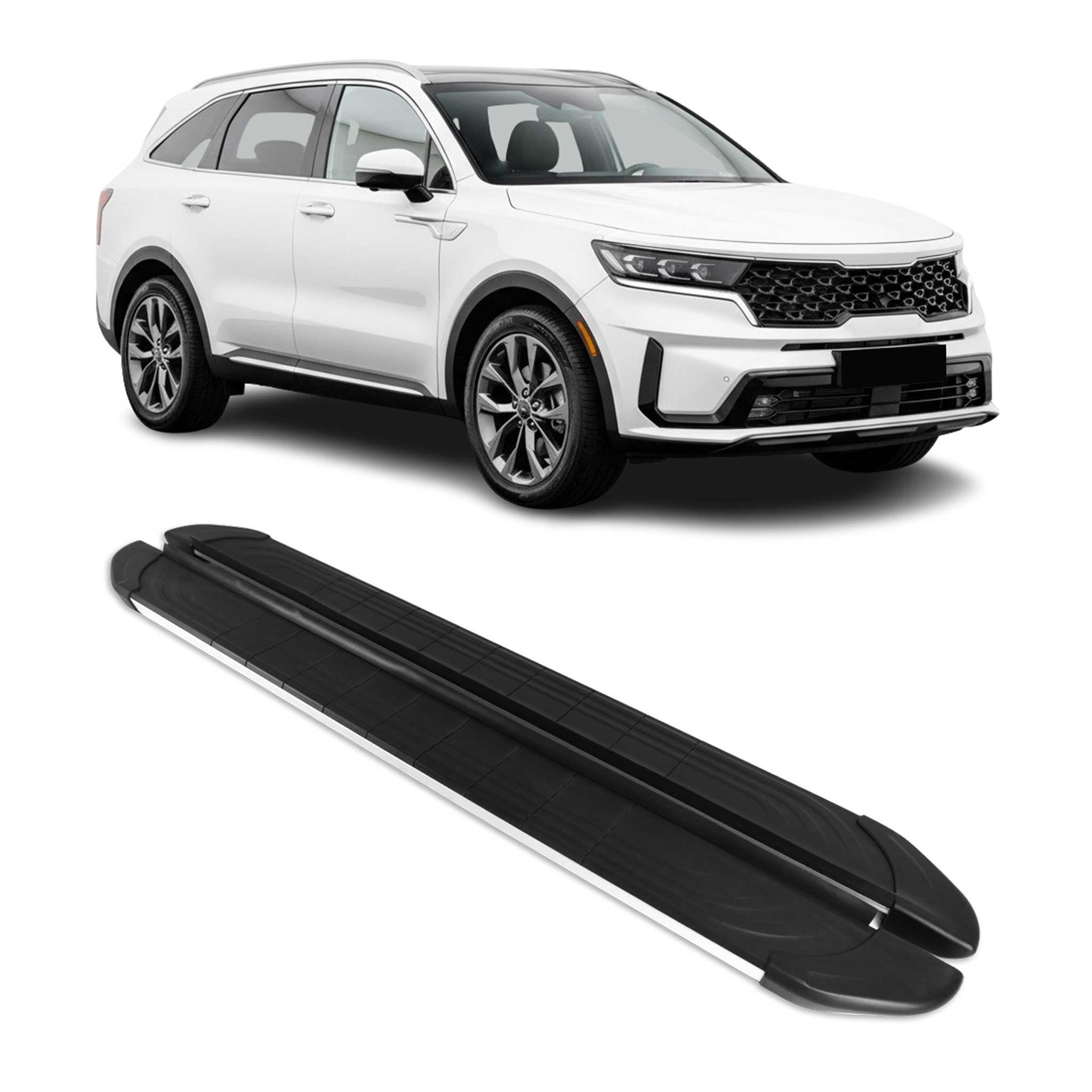 Side Step Running Boards Nerf Bars for Kia Sorento IV 2021-2023 Silver Black