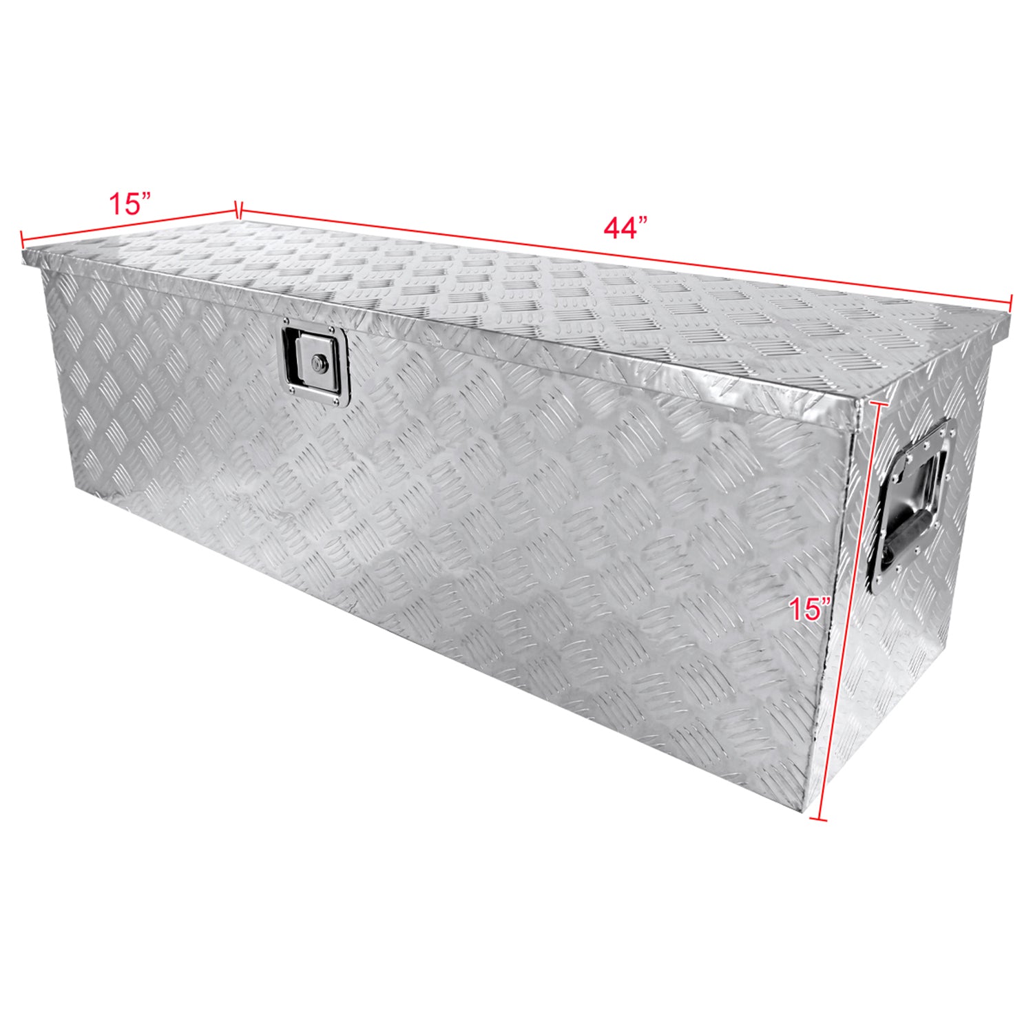 Universal 44" Heavy Duty Silver Alu Truck Tool Box w/ Side Handles Lock & Keys