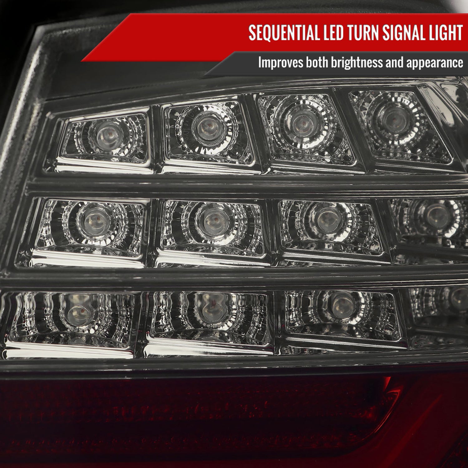 2009-2011 BMW E90 3-Series 4Dr Sedan Red LED Tail Light Chrome/Red Smoke Lens