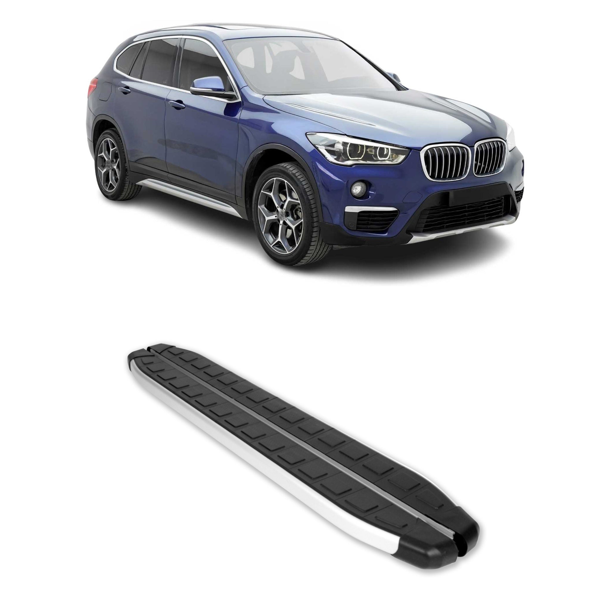 Alu Side Step Nerf Bars Running Board for BMW X1 2016-2022 Black Gray 2 Pcs