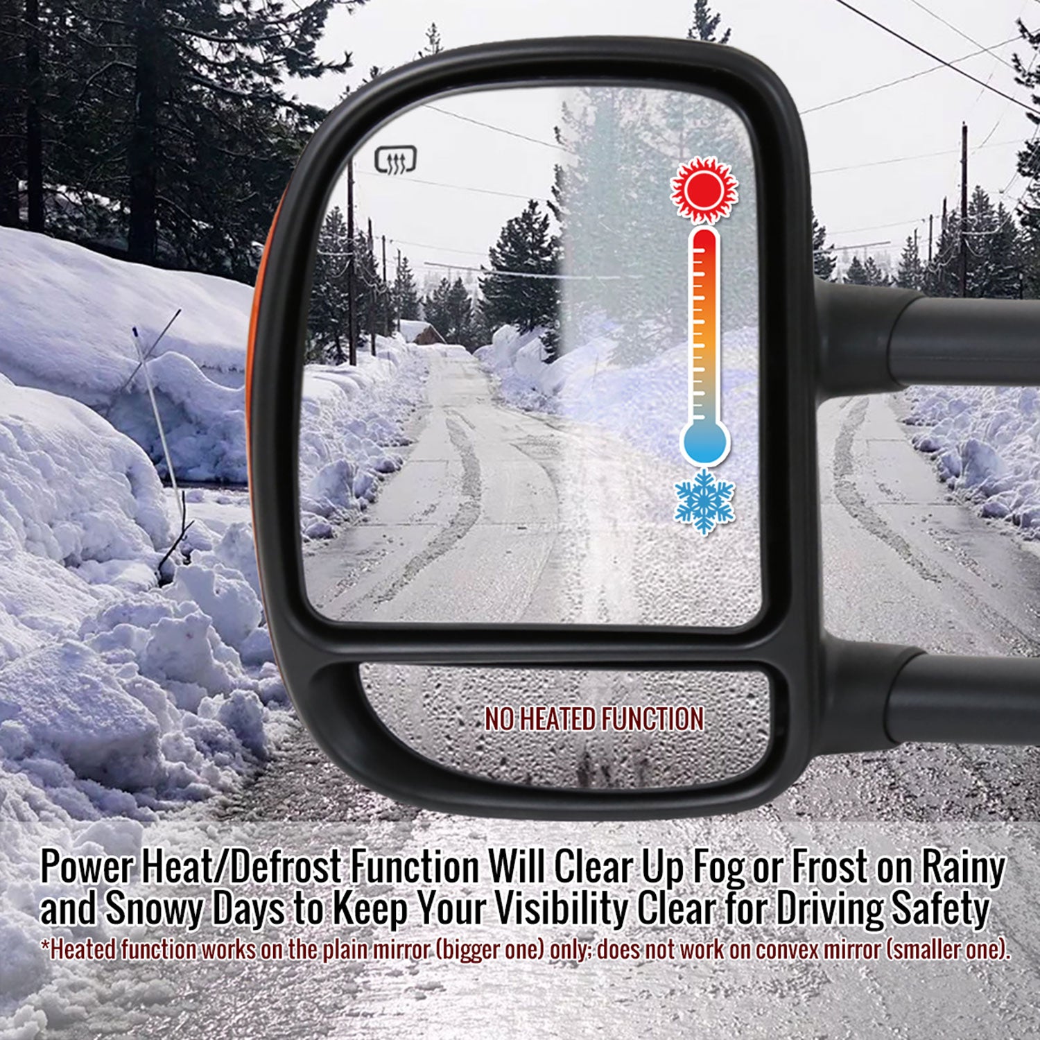 1999-2007 Ford F-250/350/450/550 Excursion Heated Towing Mirrors Amber Lens