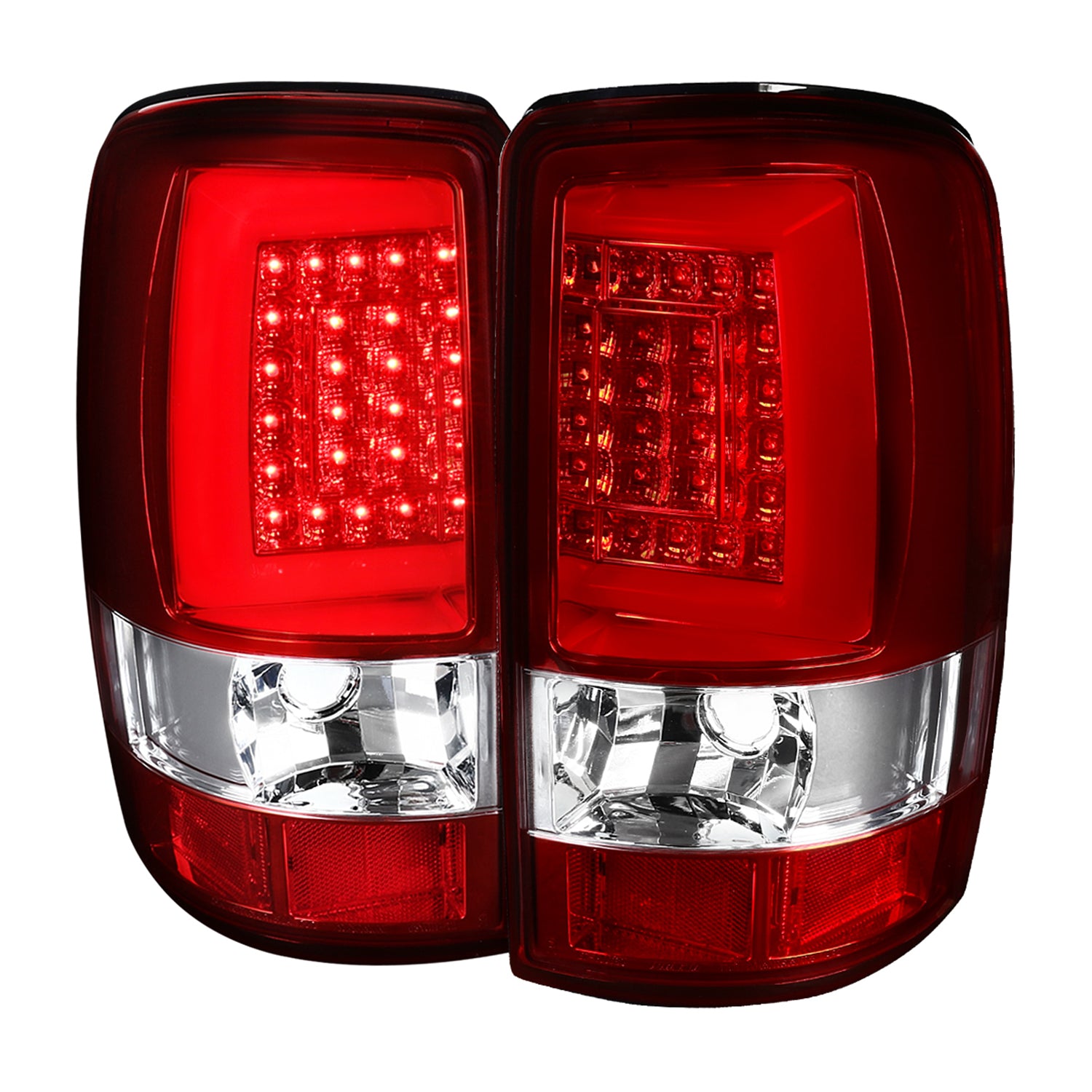2000-2006 Chevy Suburban/Tahoe/Yukon/Yukon XL LED C Bar Tail Lights Chrome/Red