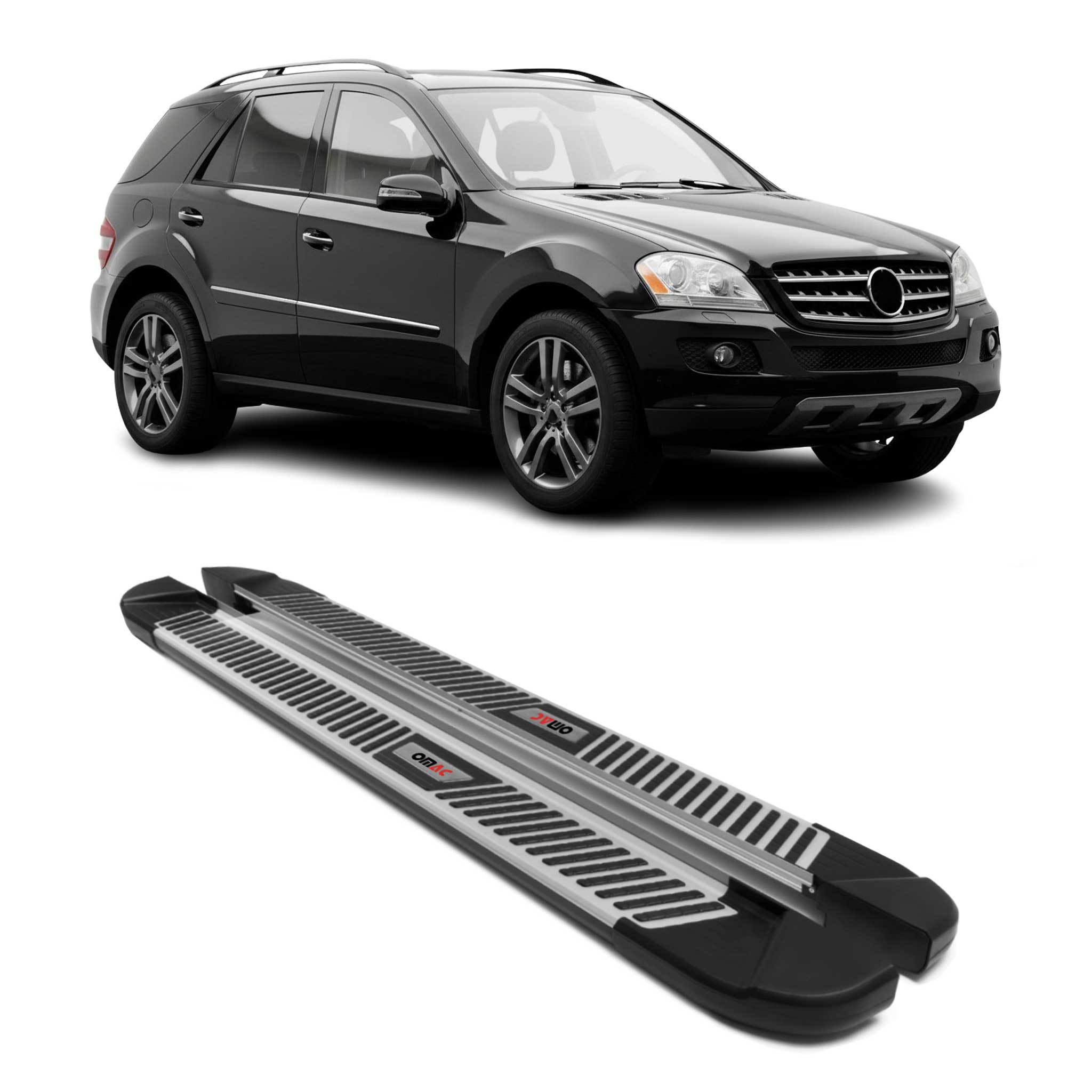 2005-2011 Mercedes M Class W164 Running Boards Side Steps Silver & Black