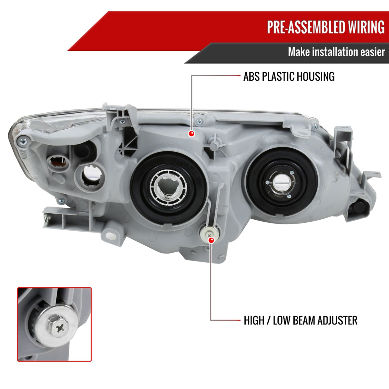 2012-2014 Toyota Camry Headlights Amber Reflectors - Driver Side Only Chrome