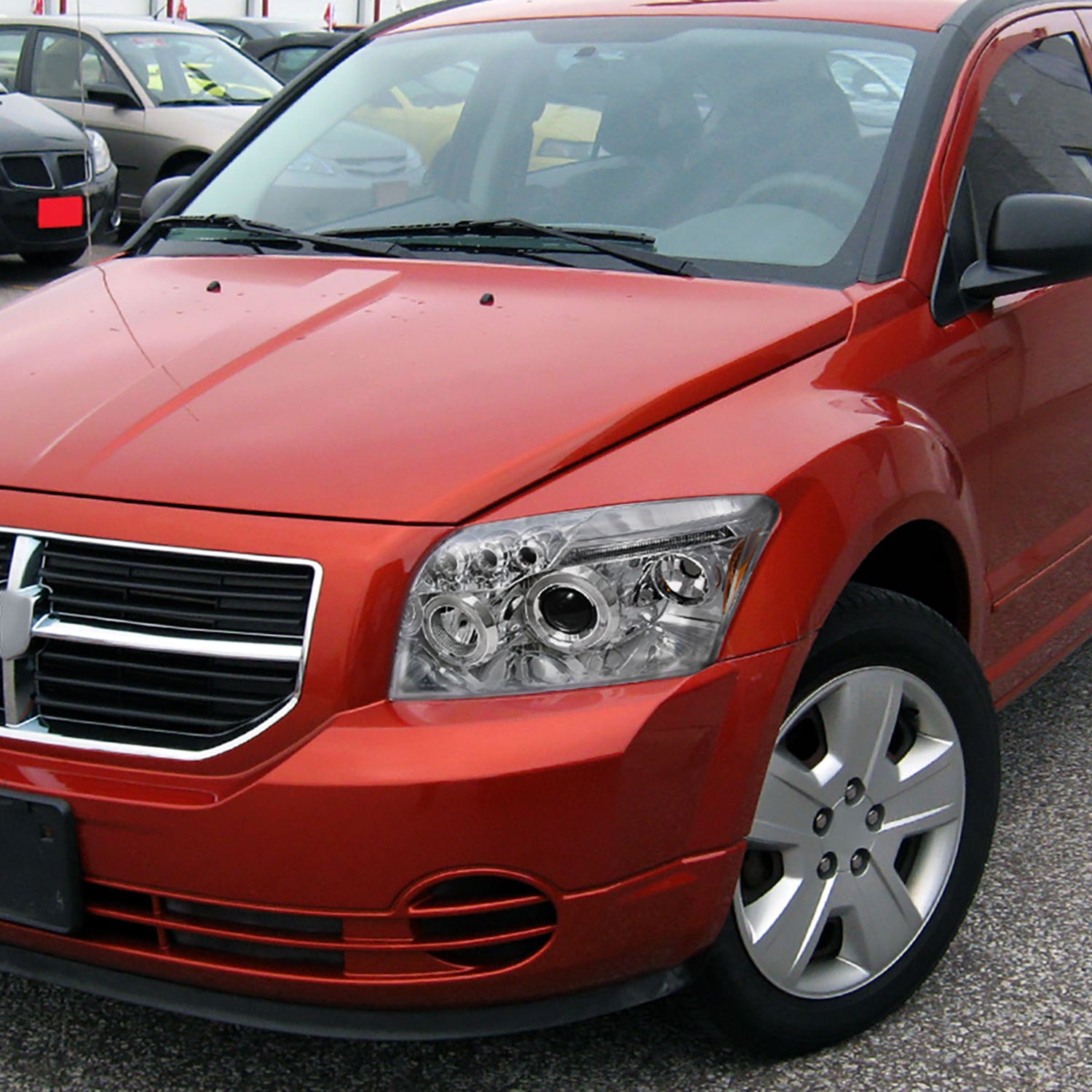 2007-2012 Dodge Caliber Dual Halo Projector Headlights Chrome/Clear Lens