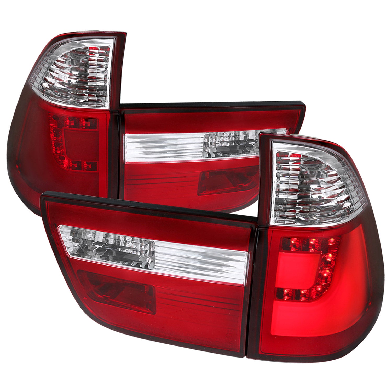 2000-2006 BMW E53 X5 LED Tail Lights Chrome Housing/Red Lens