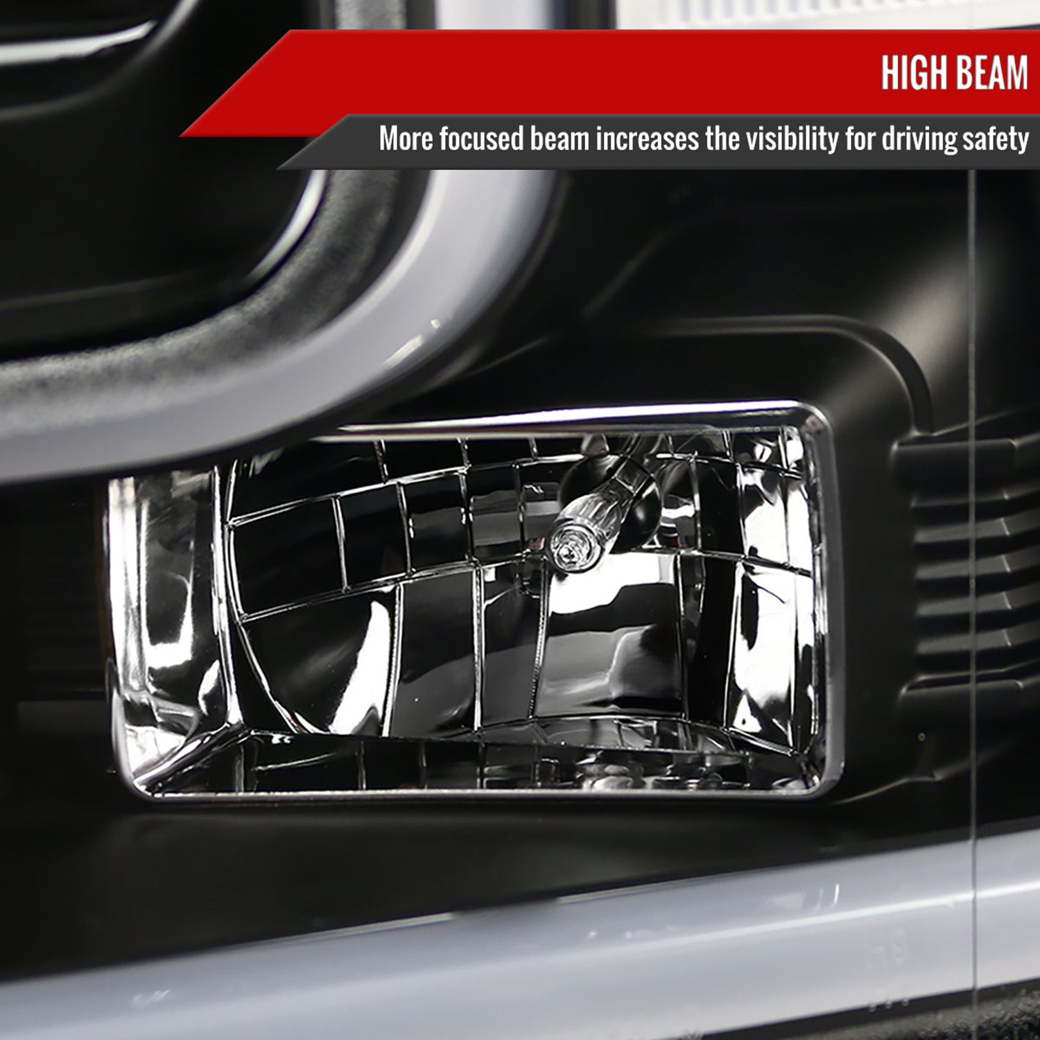 2015-2017 Ford F-150 LED Bar Projector Headlights Matte Black/Clear Lens