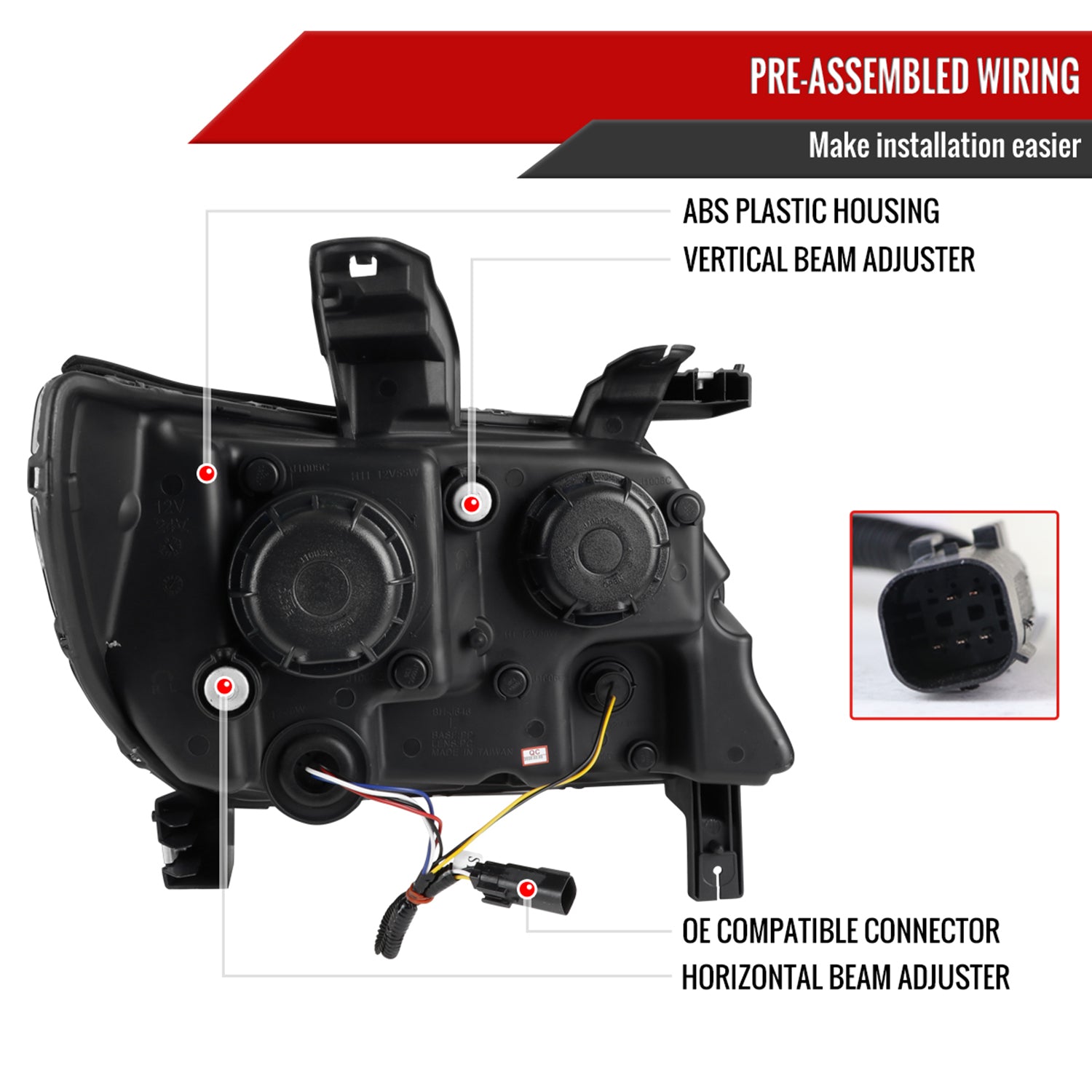 2015-2021 Chevy Colorado LED Bar Projector Headlights Glossy Black/Smoke Lens