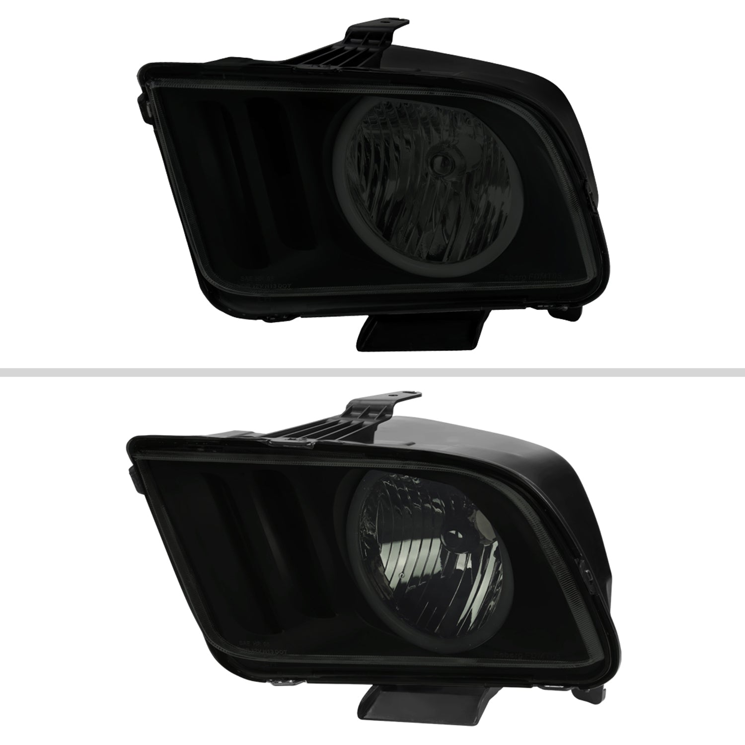 2005-2009 Ford Mustang LED Halo Factory Style Headlights Matte Black/Smoke