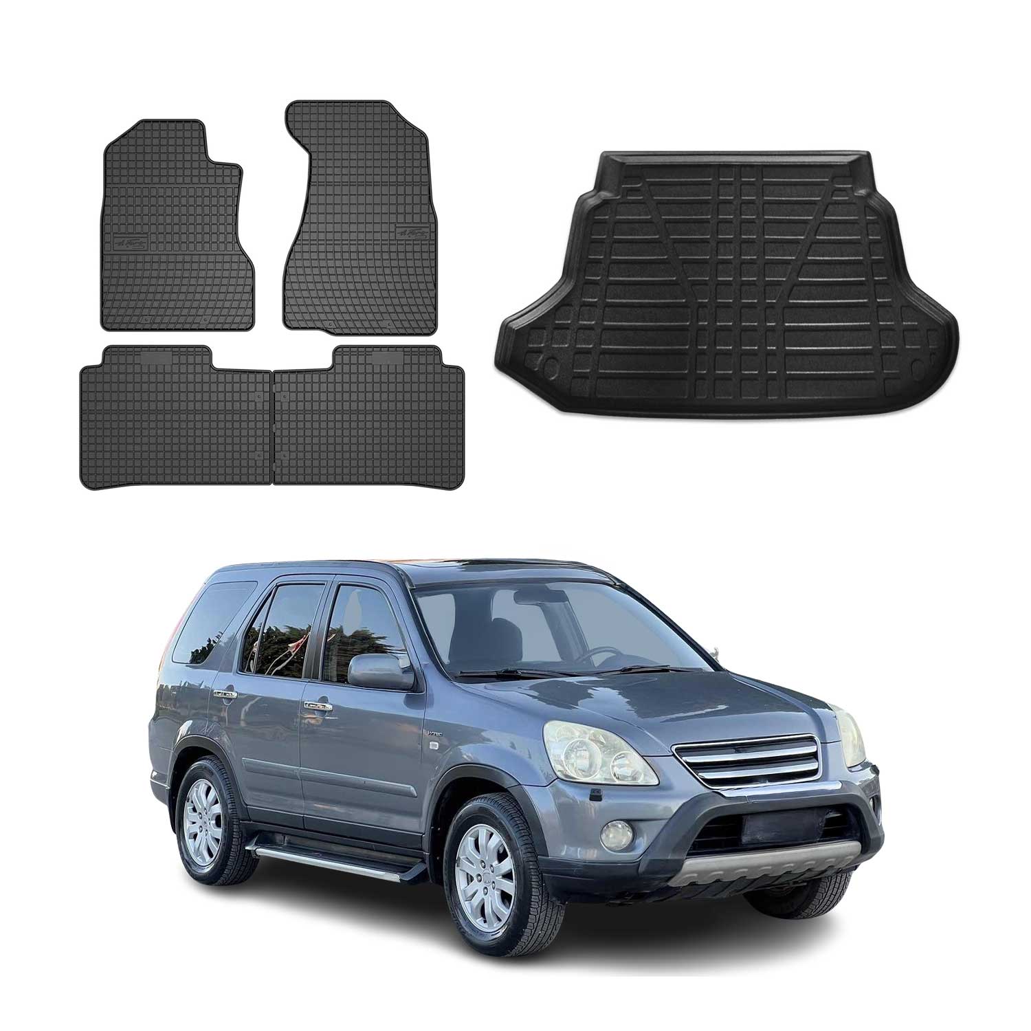 2002-2006 Honda CR-V Floor Mats & Cargo Liner Full Set All Weather Black