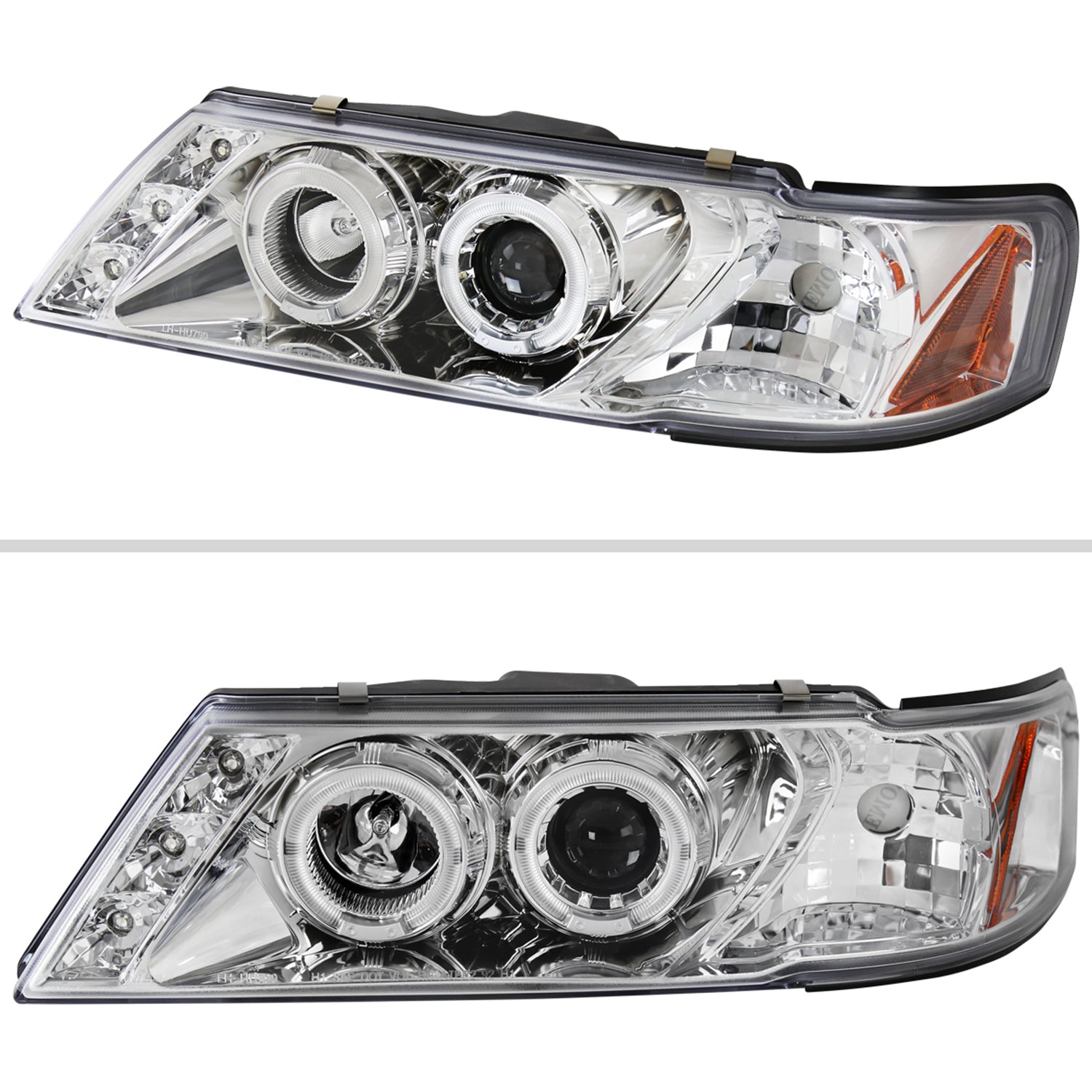 1995-1999 Nissan Sentra/200SX Dual Halo Projector Headlights Chrome/Clear Lens