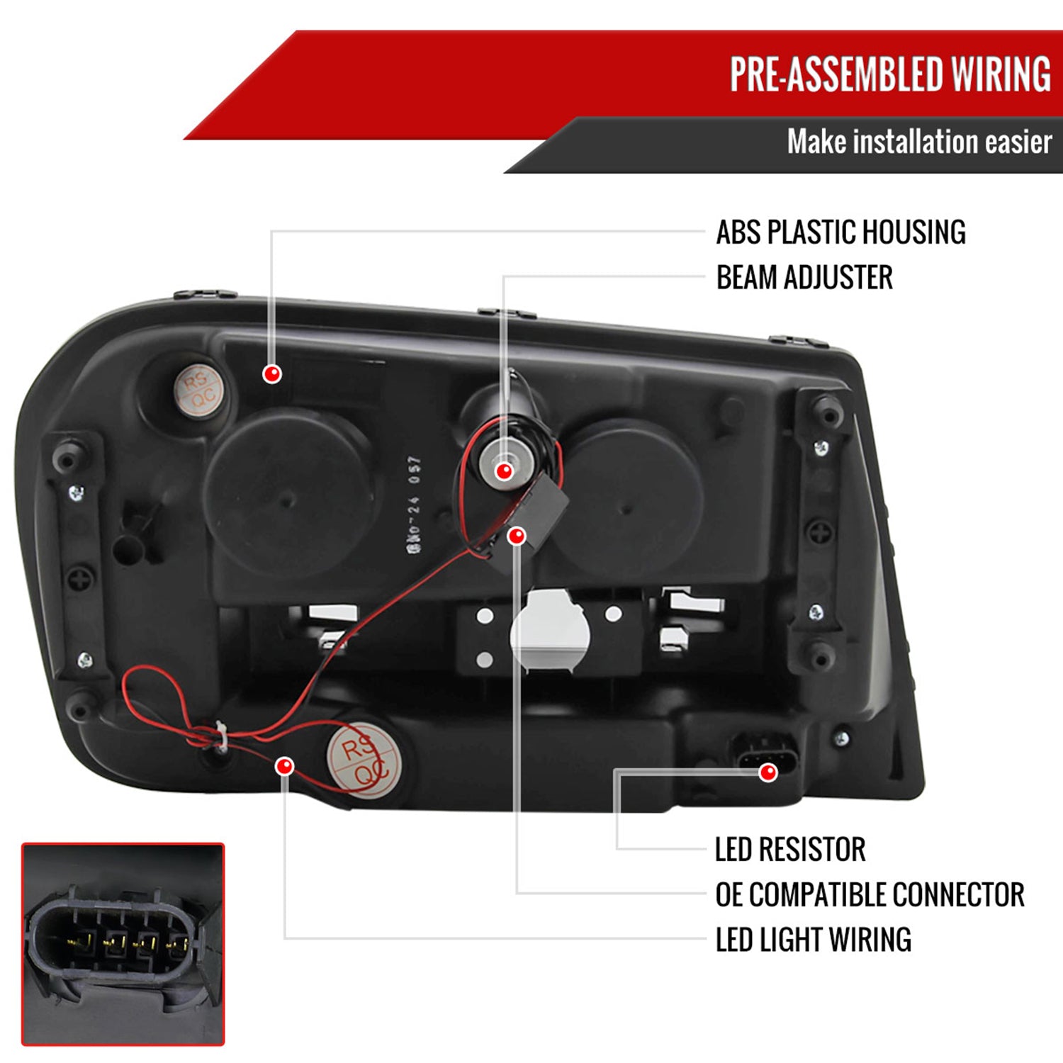 2002-2009 Chevy Trailblazer Projector Headlights LED Light Strip Chrome/Clear