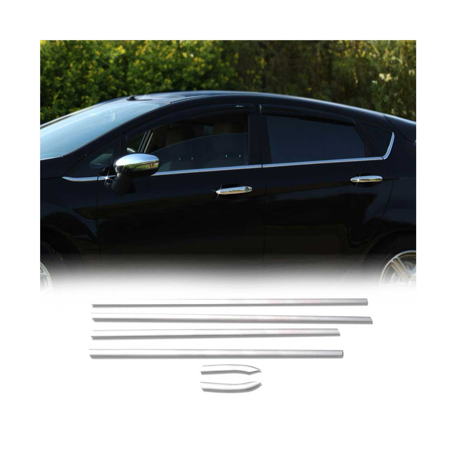 2011-2019 Ford Fiesta Window Molding Trim Streamer Stainless Steel Silver 8 Pcs