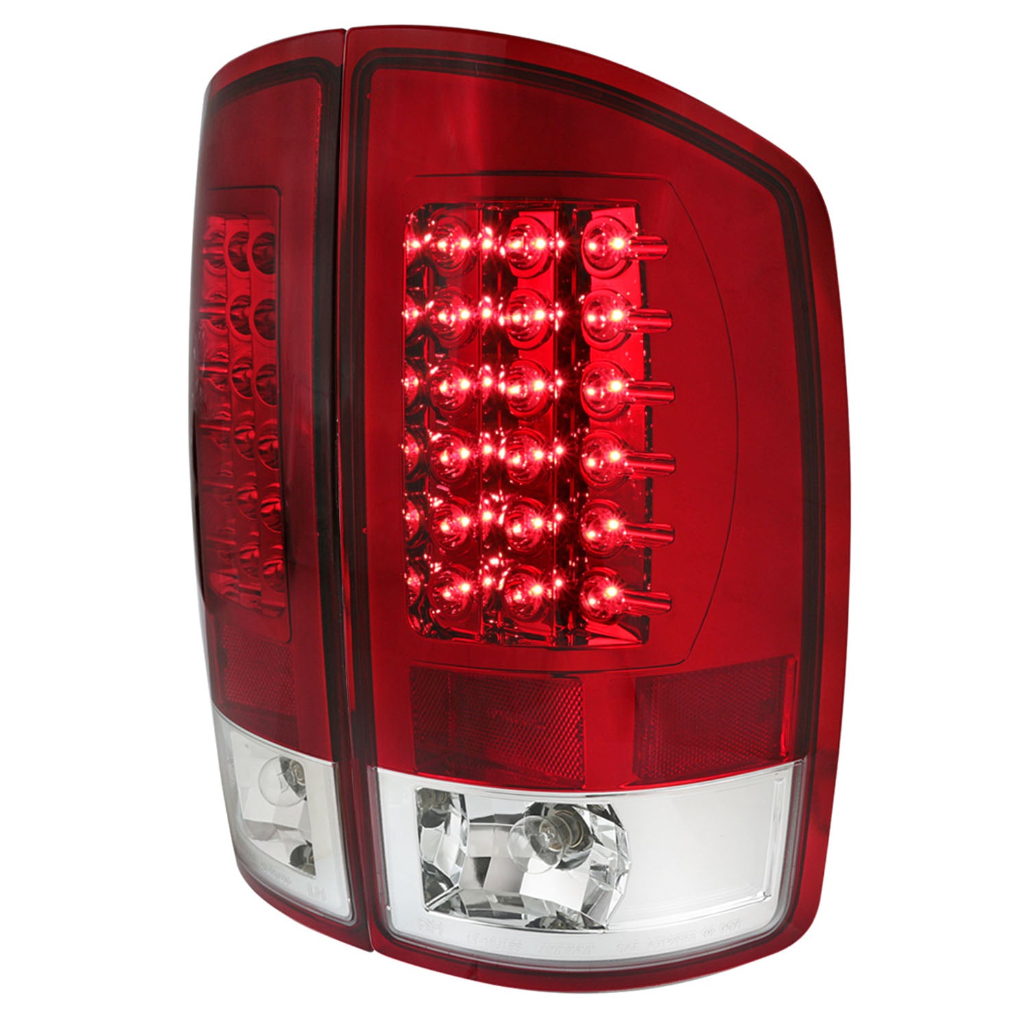 2002-2006 Dodge RAM LED Tail Lights Chrome Housing/Red Clear Lens
