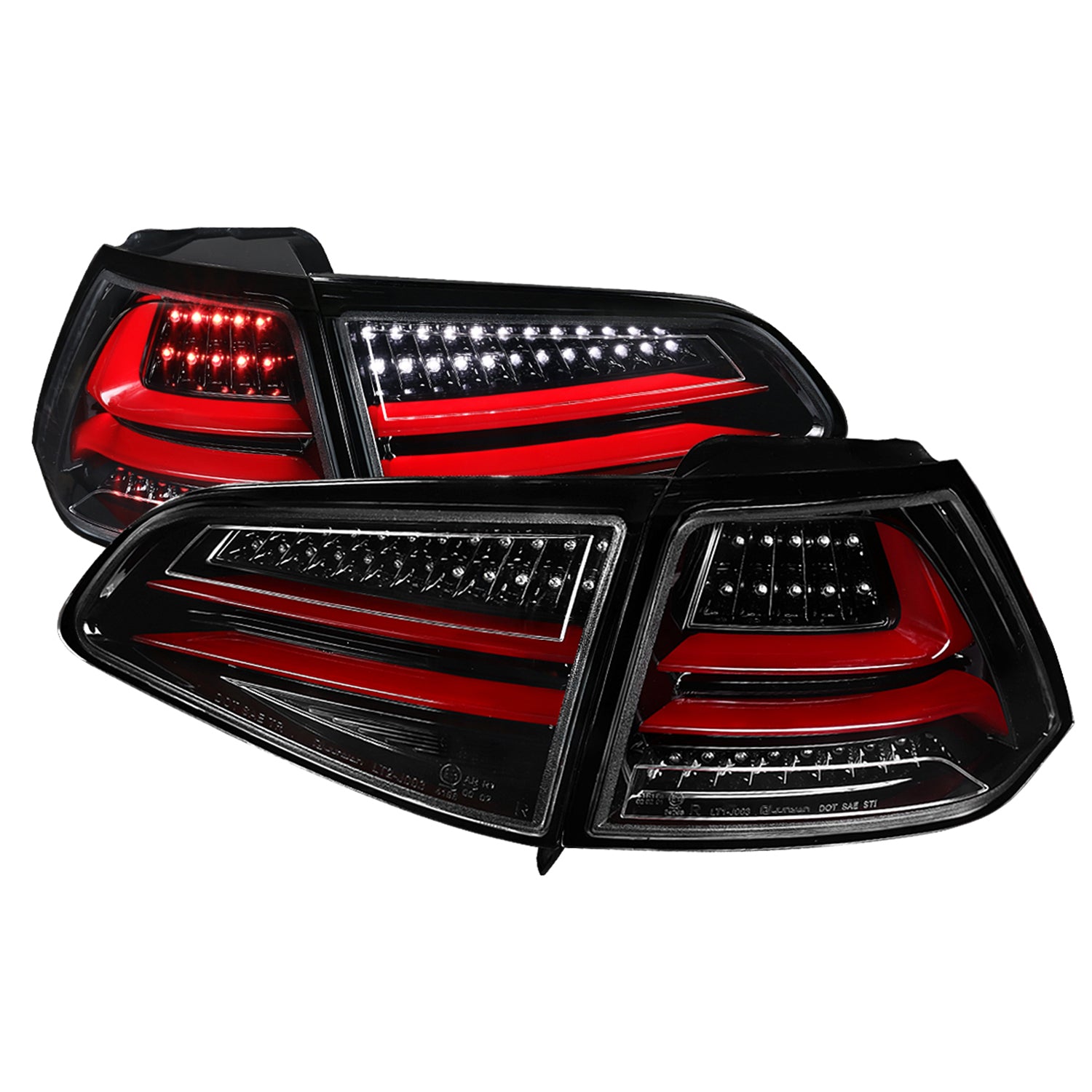 2015-2017 VW GTI/Golf LED Tail Lights Jet Black Housing/Clear Lens