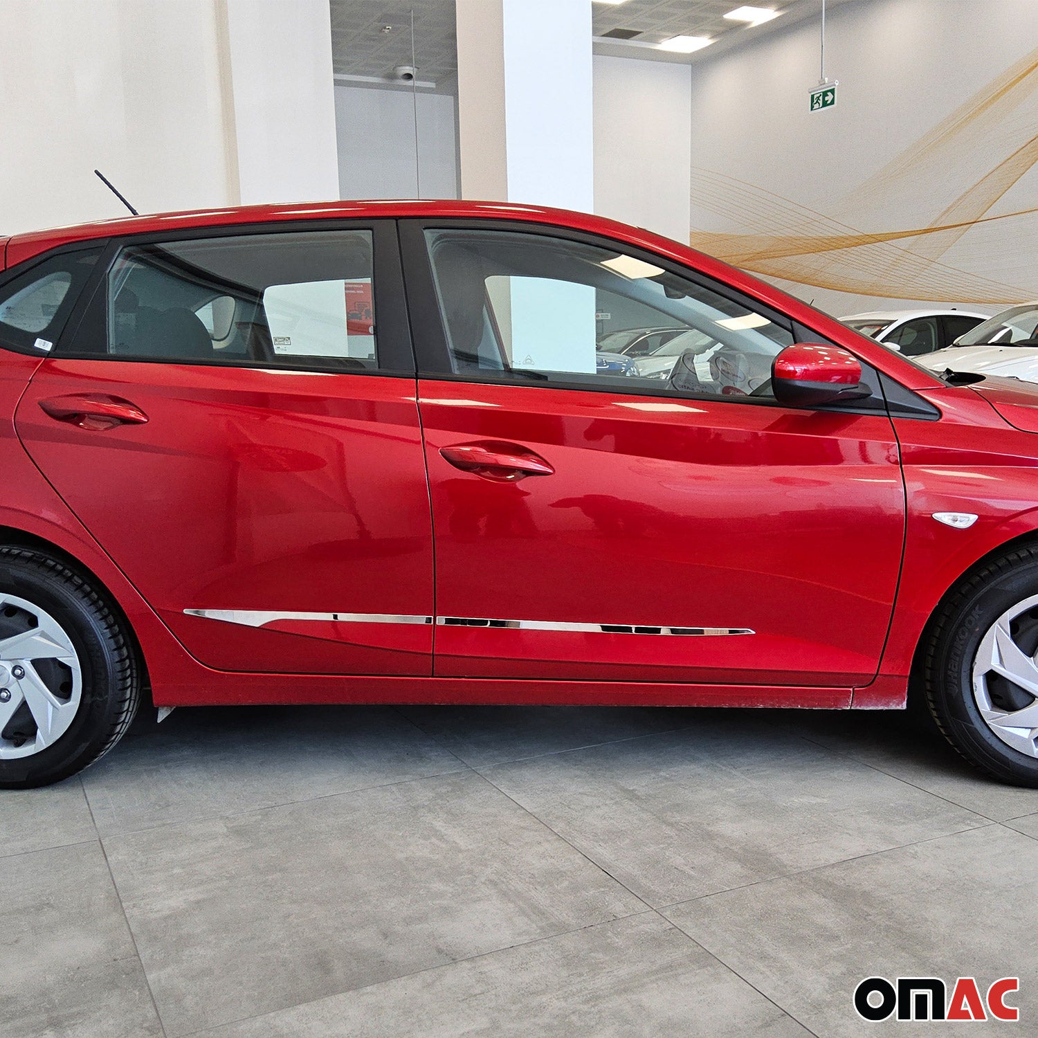 2020-2023 Hyundai i20 Side Door Molding Trim Skirt S.Steel Silver Glossy 4 Pcs