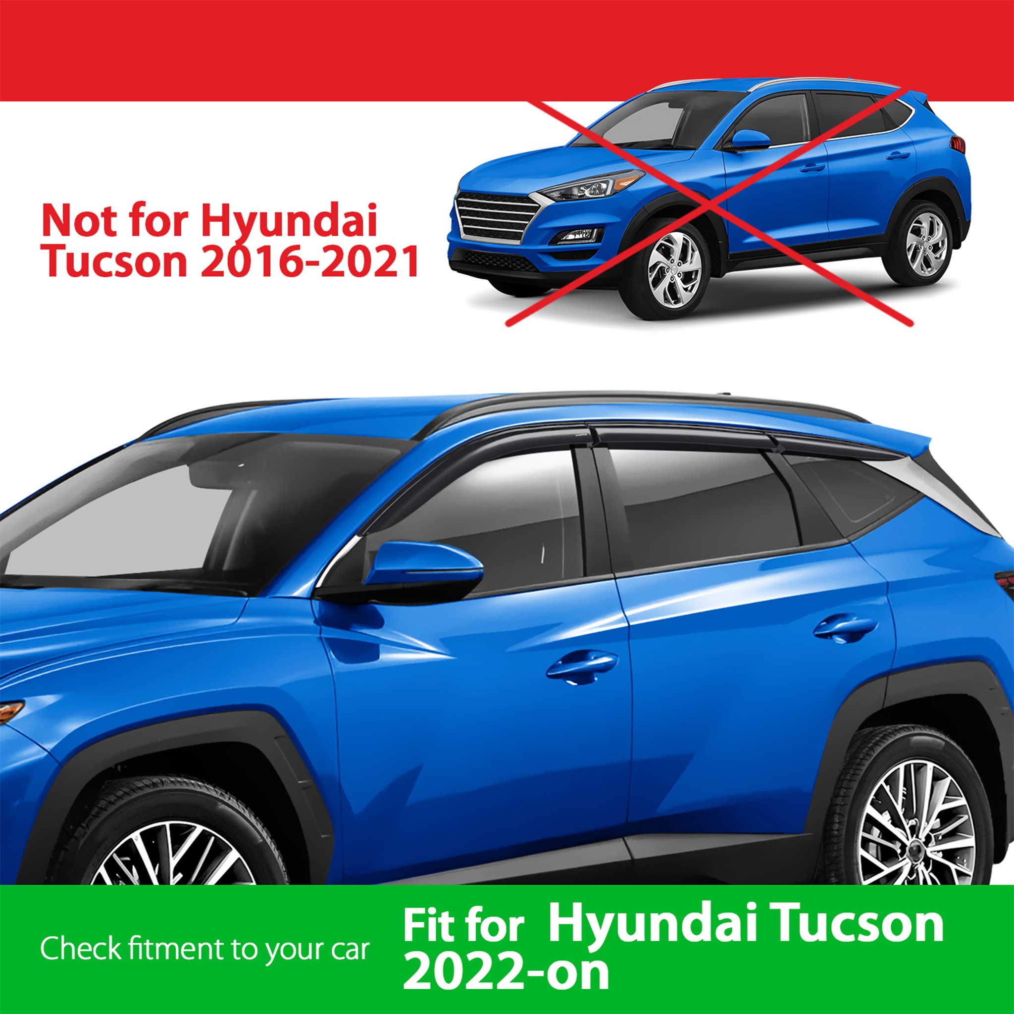 Goodyear Wind Deflectors for Hyundai Tucson 2022-2026 Tape-On Premium Smoke 6Pcs