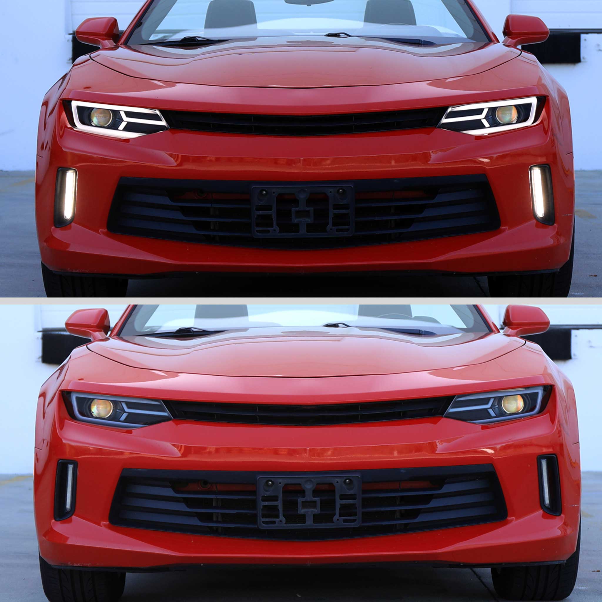 For Chevrolet Camaro 2016-2018 LED Strip Projector Headlights Turn Signal Lights Matte Black Housing Clear Lens