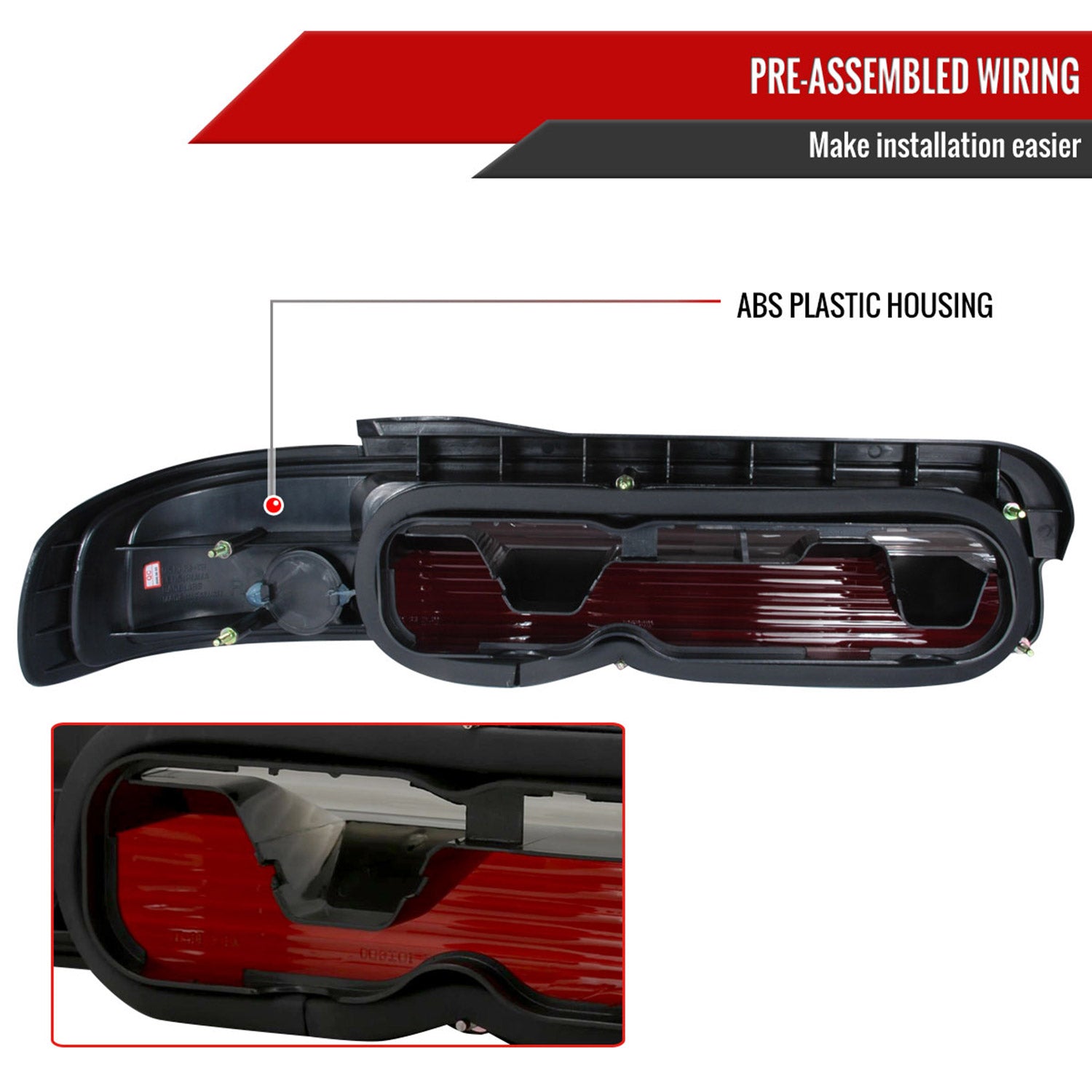 1989-1994 Nissan 240SX S13 Coupe Tail Lights Chrome Housing/Red Smoke Lens