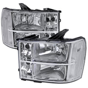 2007-2014 GMC Sierra Factory Style Headlights Clear Reflector Chrome/Clear
