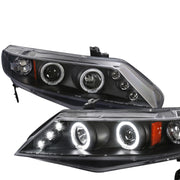 2006-2011 Honda Civic Sedan Dual Halo Projector Headlights Matte Black/Clear