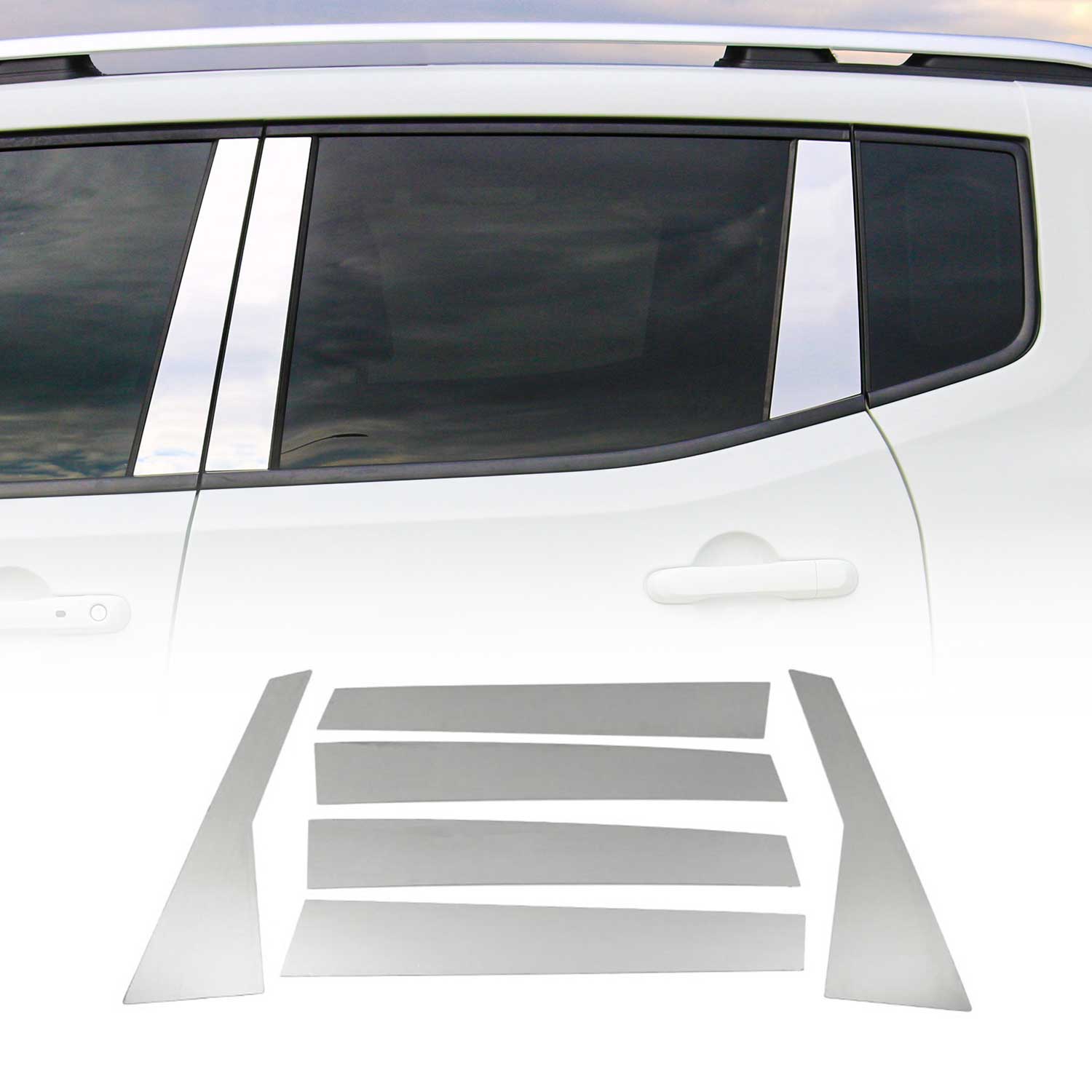 2012-2016 Honda CR-V Window B Pillar Posts Door Trim Cover Stainless Steel Silver 6x