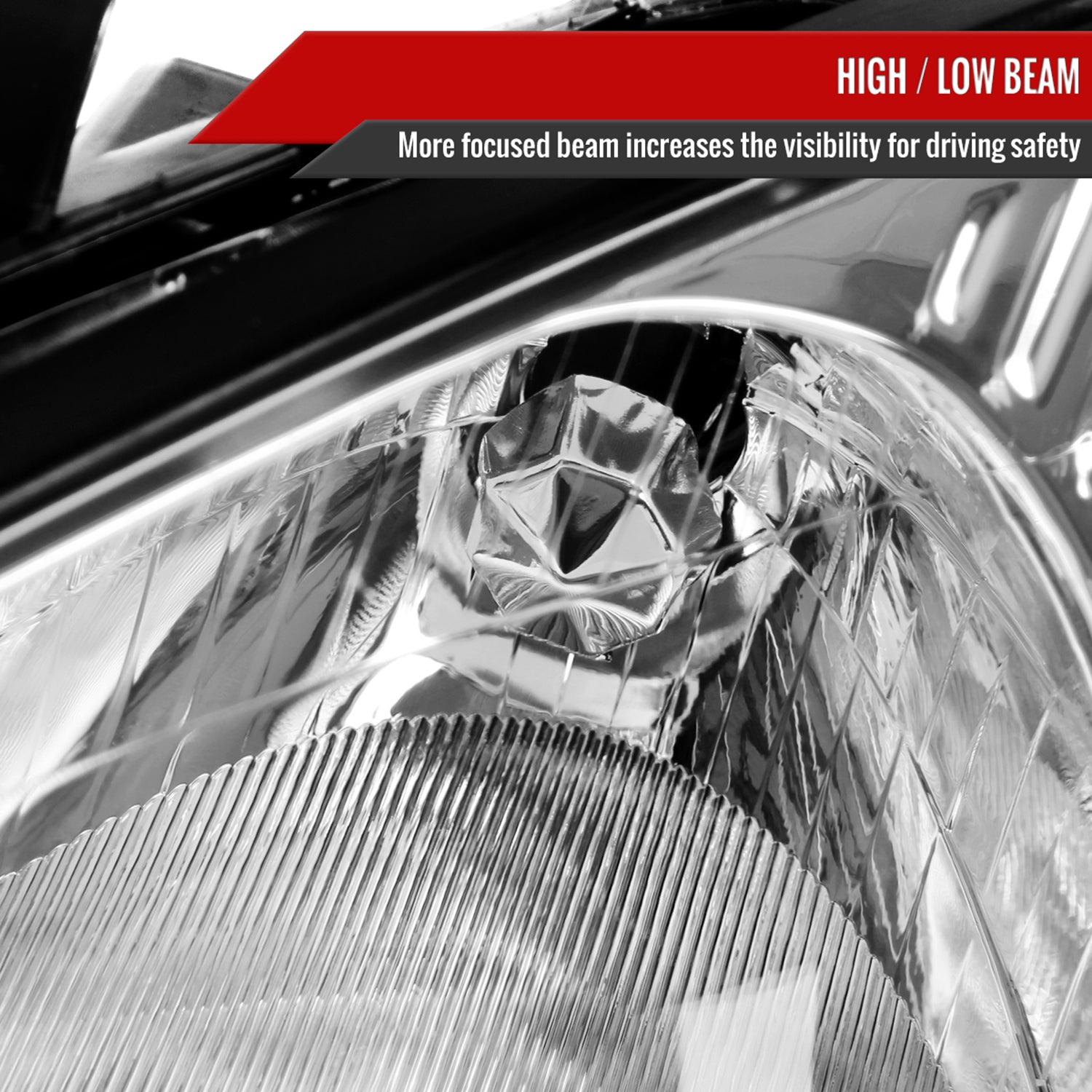 2000-2004 Ford Focus Factory Style Crystal Headlights Chrome/Clear Lens