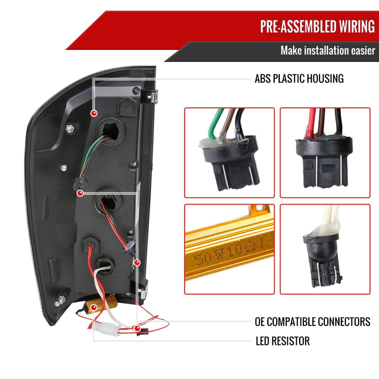 2016-2022 Toyota Tacoma Sequential Signal LED Tail Lights Chrome/Red Lens