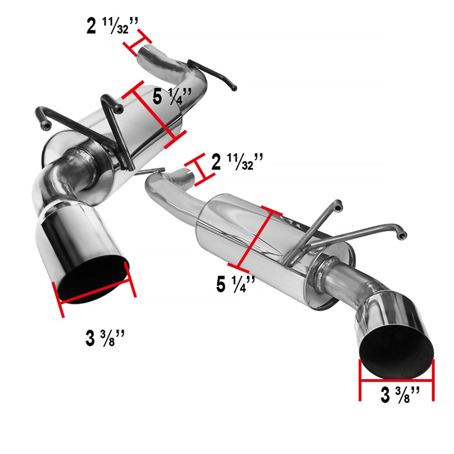 2010-2015 Chevy Camaro 3.6L V6 Stainless Steel Dual Catback Exhaust System